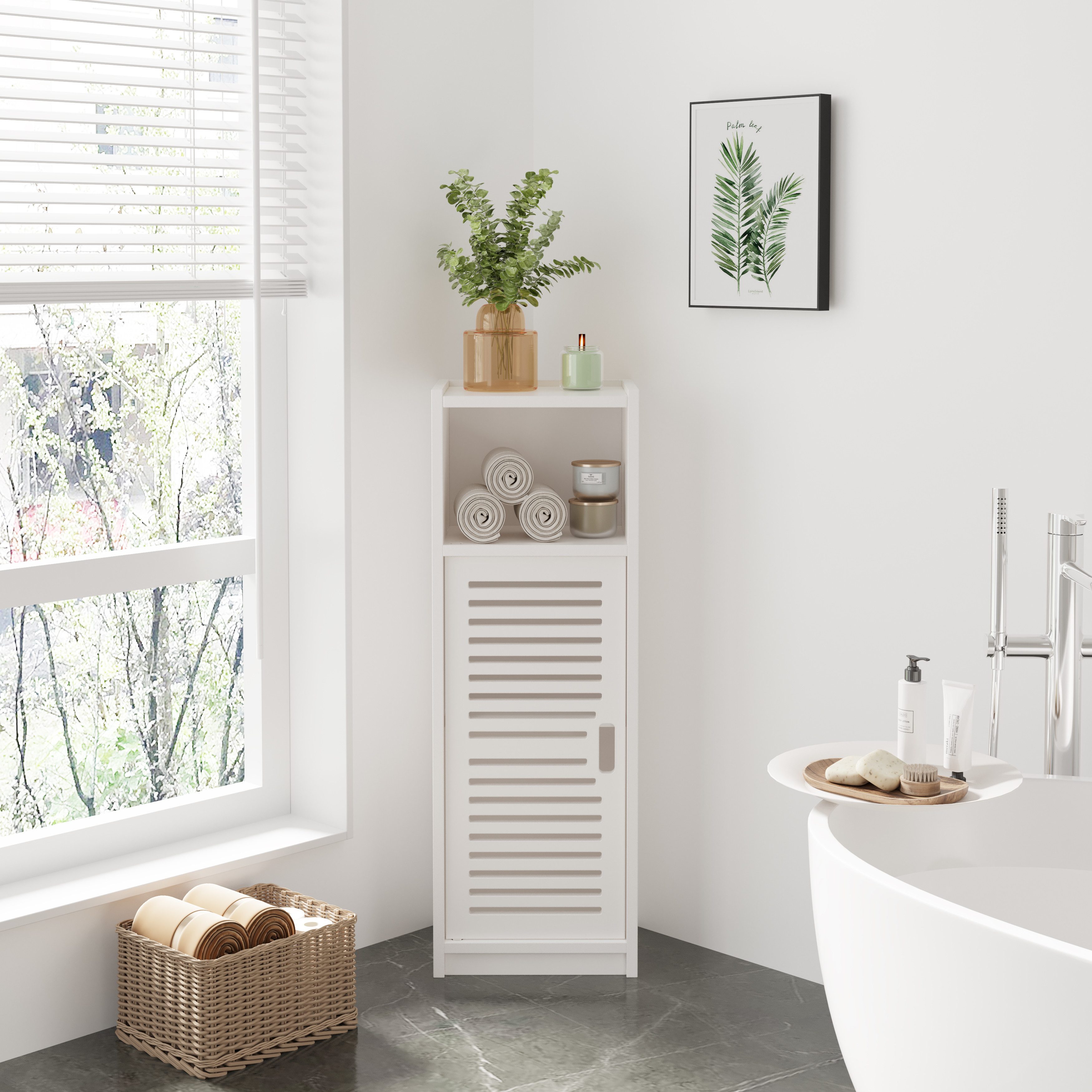 Dripex Midischrank Badezimmerschrank, Badschrank schmal, Toilettenschrank weiß