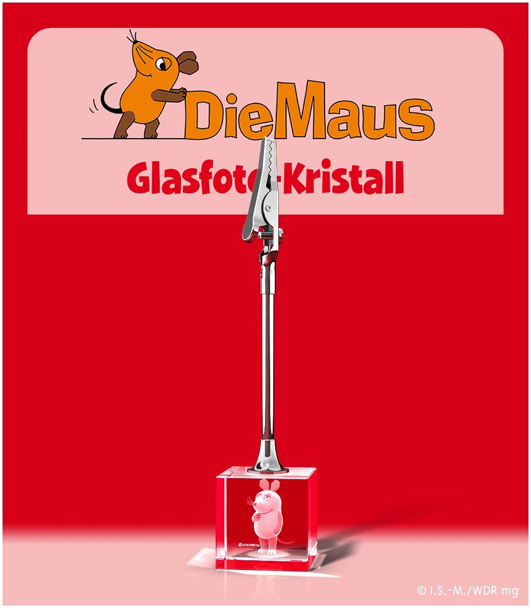 GLASFOTO.COM Merchandise-Figur Die Sendung mit der Maus - 3D Innengravur - Kristallglas, Dekofigur Geburtstagsgeschenk