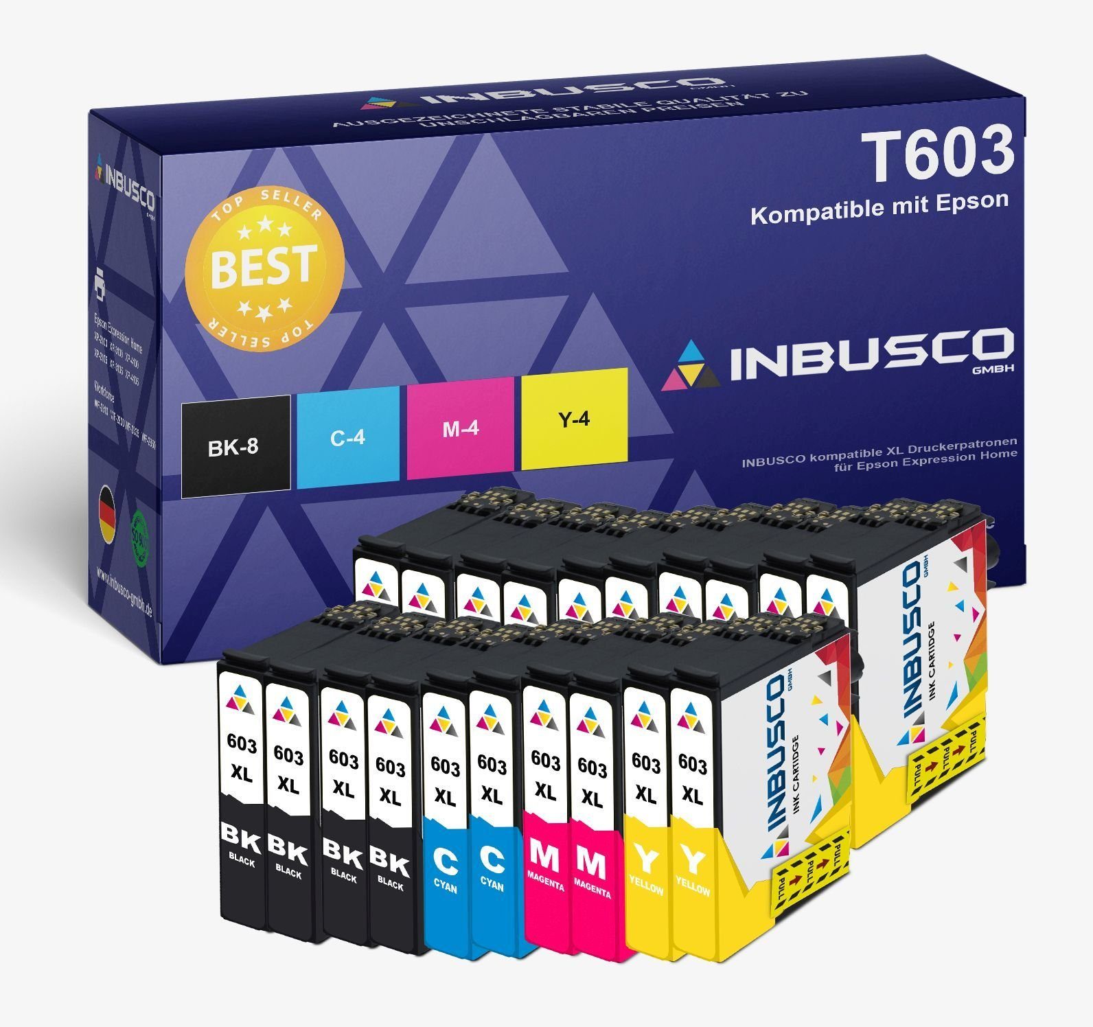 Inbusco Tintenpatronen T603 BK, MG, YE, CY kompatibel mit Epson Express ... Tintenpatrone