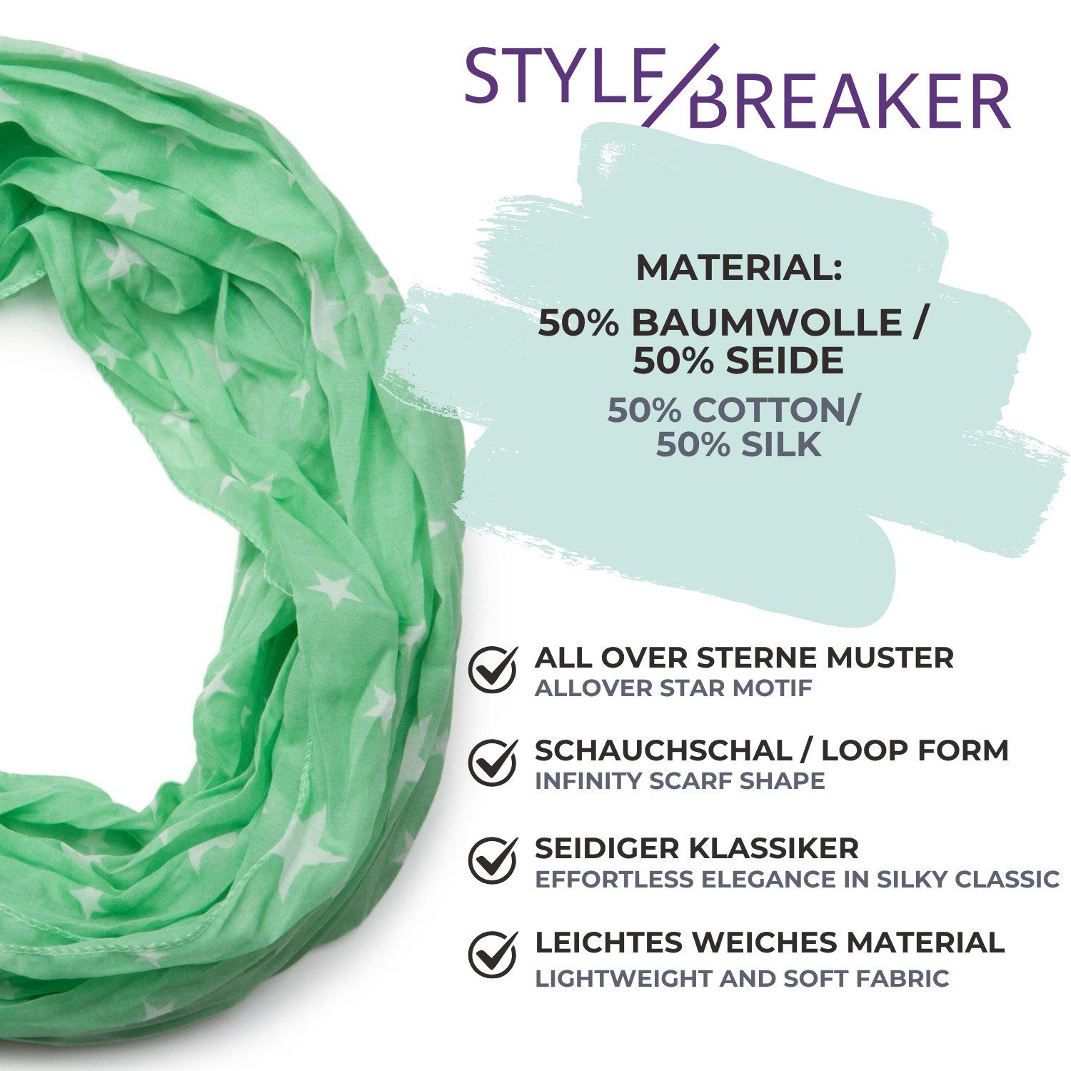 styleBREAKER Loop Seidiger Loop mit Sterne Muster, (1-St)