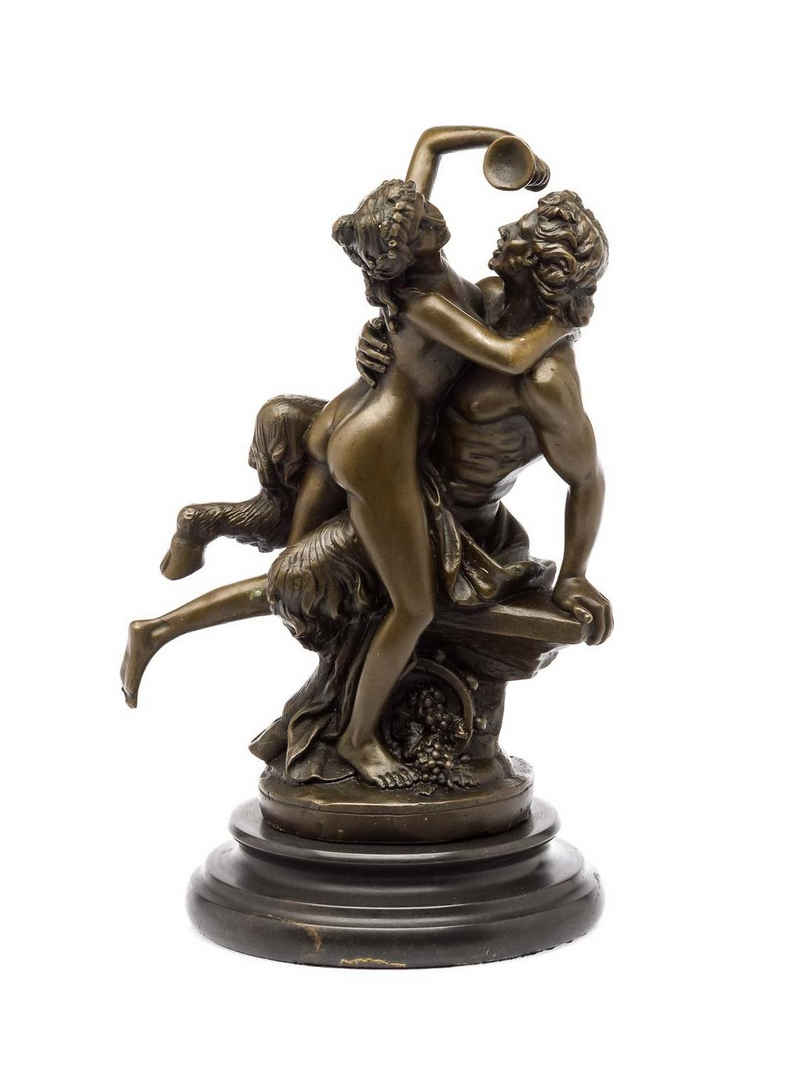 Aubaho Skulptur Bronzeskulptur Faun erotisches Liebespaar Bronze Figur Skulptur 29cm
