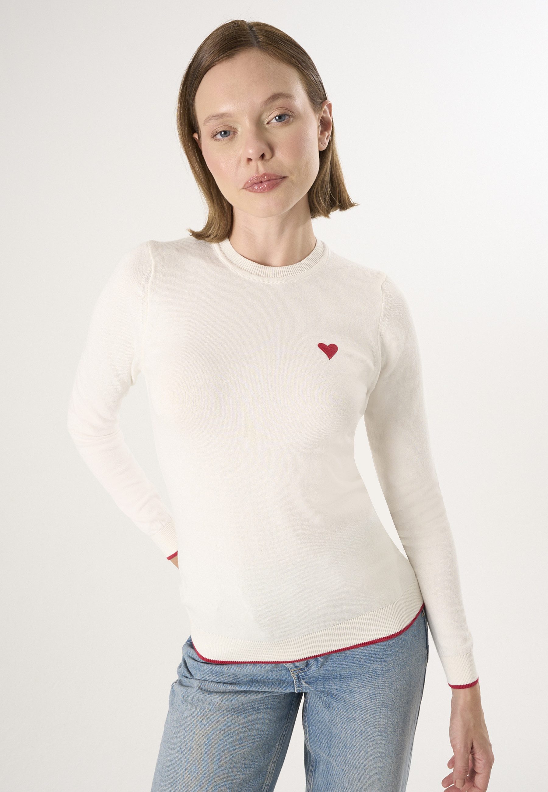 Felix Hardy Rundhalspullover Strickpullover mit Rundhalsausschnitt