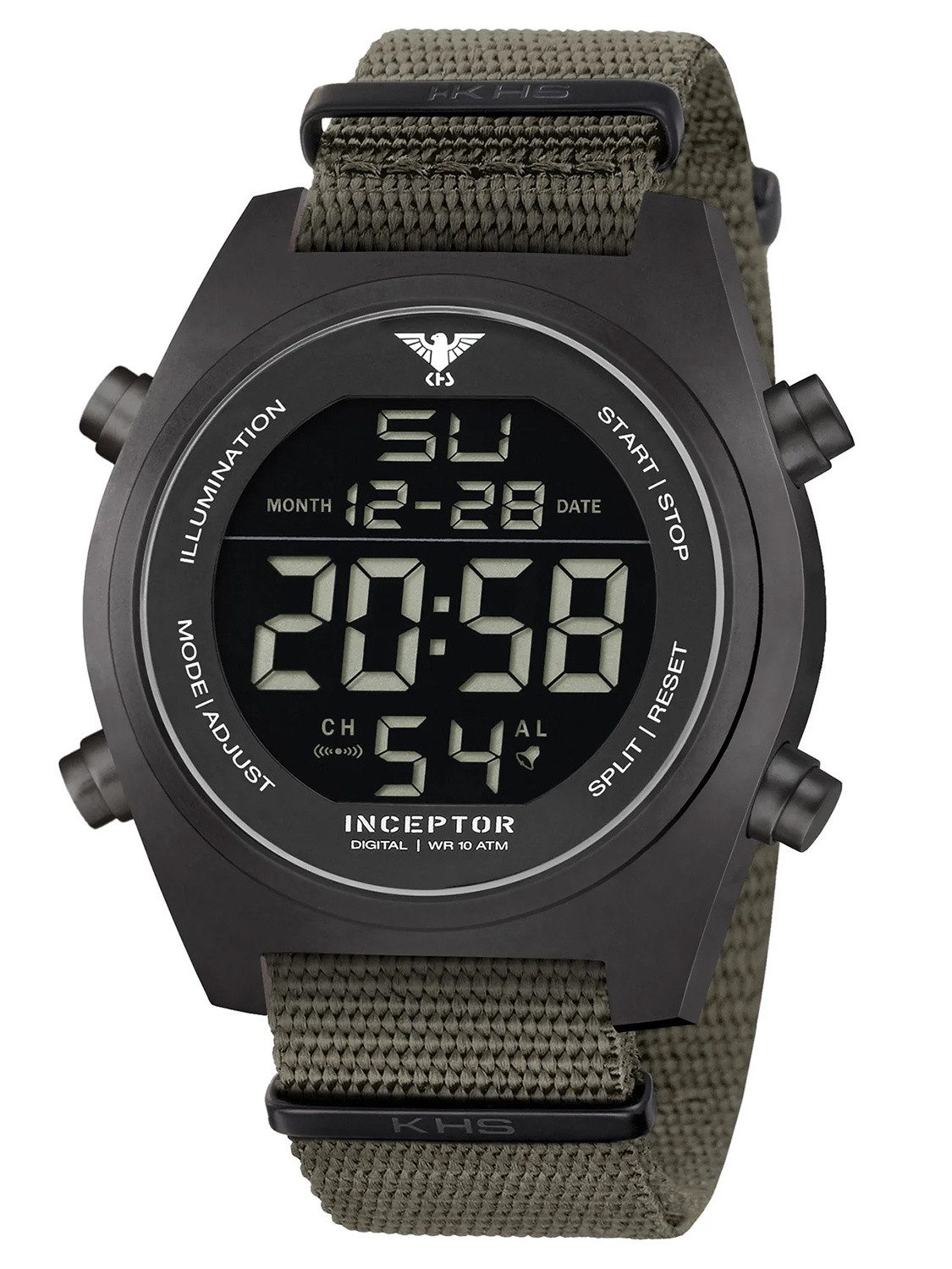 KHS Quarzuhr Inceptor Stahl Digital Olivgrün/Schwarz günstig online kaufen