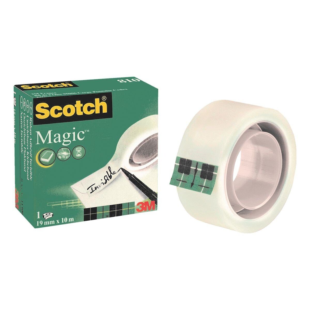SCOTCH Klebeband Magic Tape 810 (1-St) klebt unsichtbar, schattenfrei kopierbar und beschriftbar