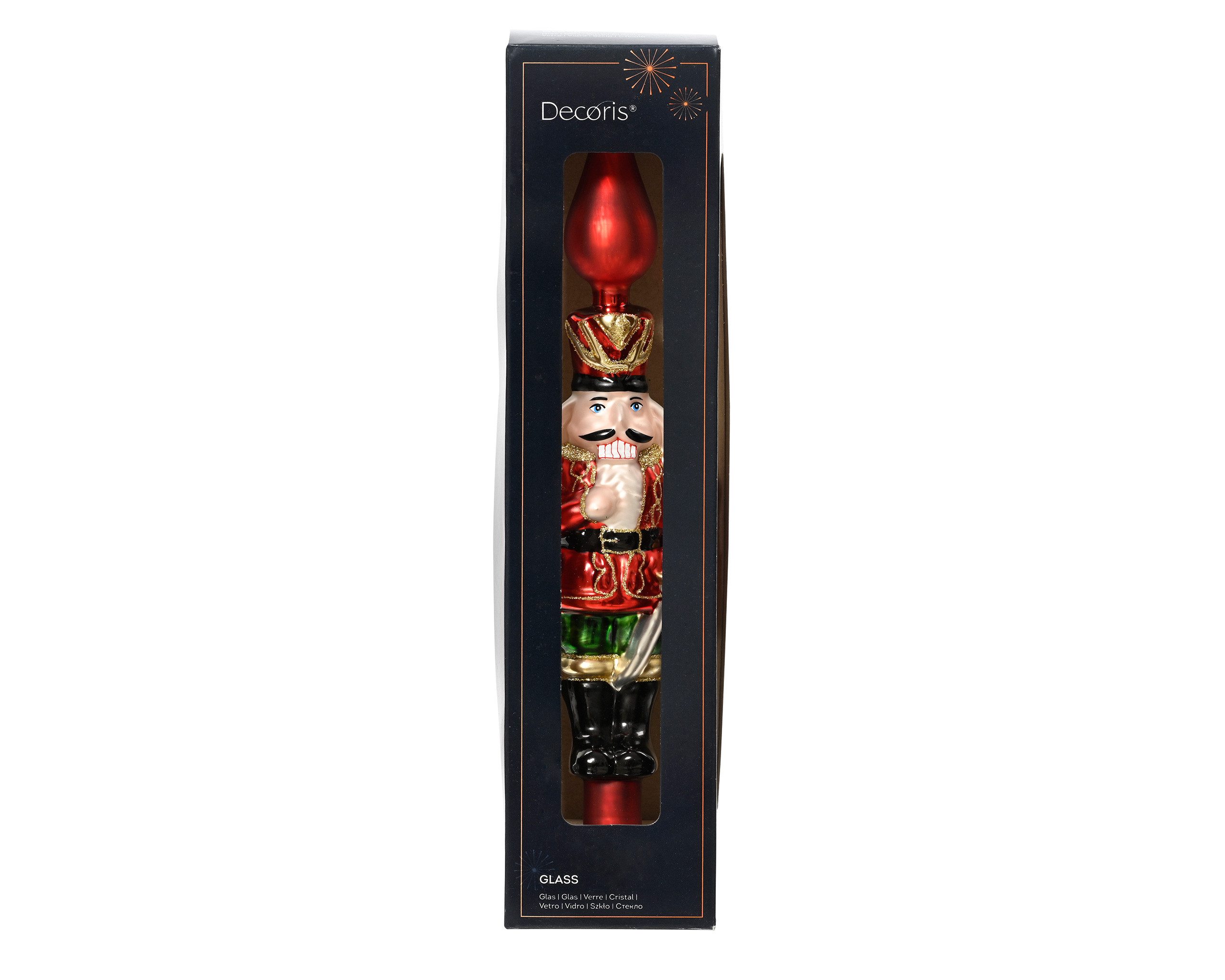 Kaemingk Christbaumspitze, Christbaumspitze Glas Nussknacker Figur 29cm rot günstig online kaufen