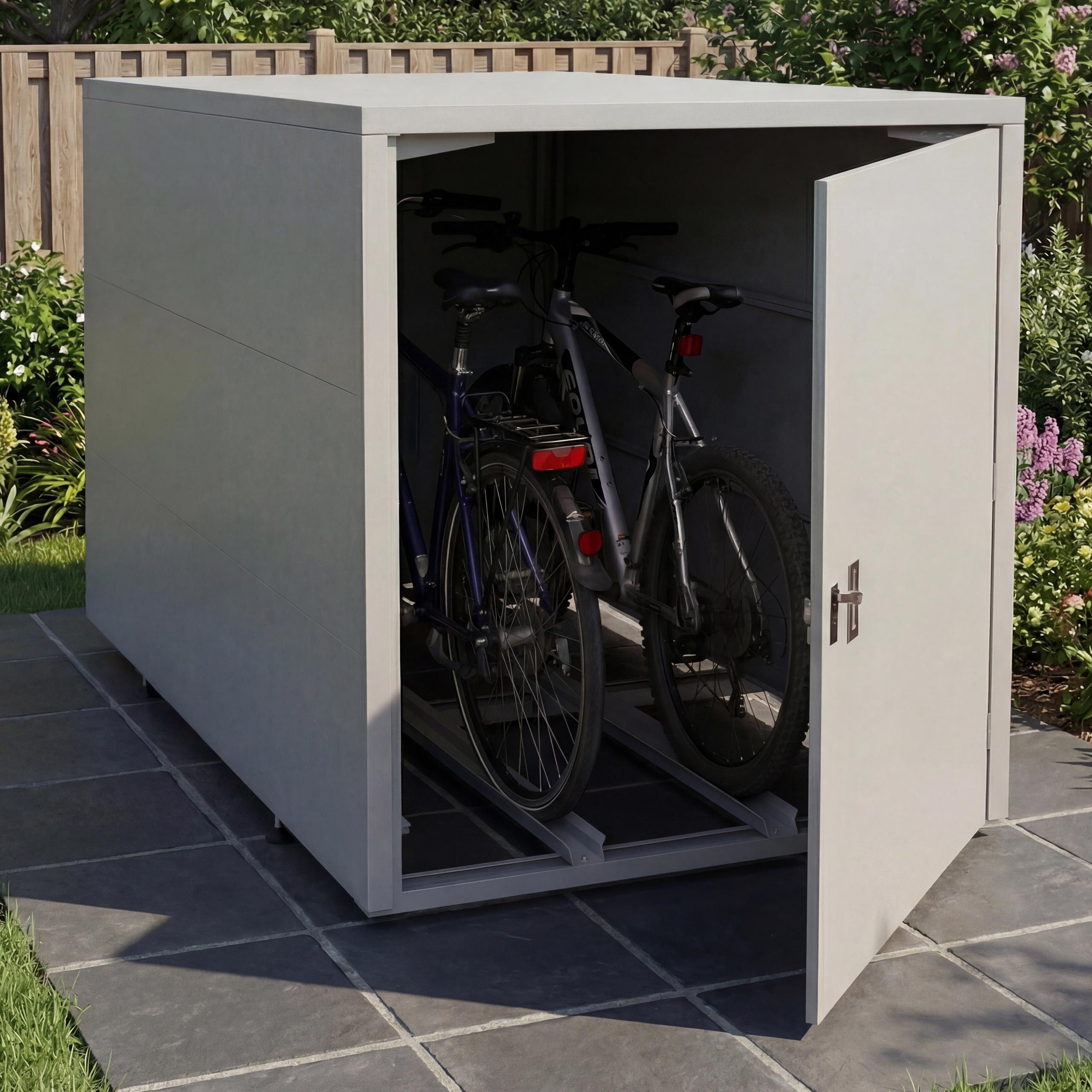 MCW Fahrradbox MCW-P93 (1 St), Abschließbar, 2 Schienen für die Fahrräder, Bodenbefestigung möglich
