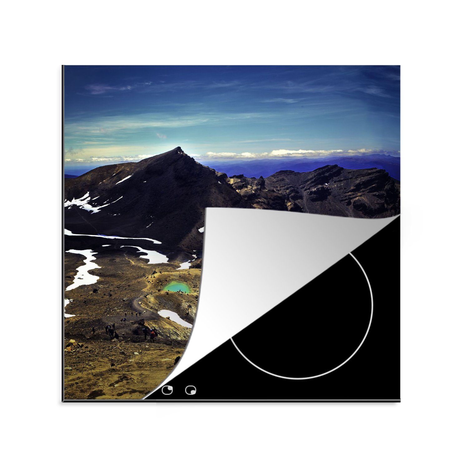 MuchoWow Herdblende-/Abdeckplatte Luftaufnahme des Tongariro-Nationalparks in Neuseeland, Vinyl, (1 tlg), 78x78 cm, Ceranfeldabdeckung, Arbeitsplatte für küche
