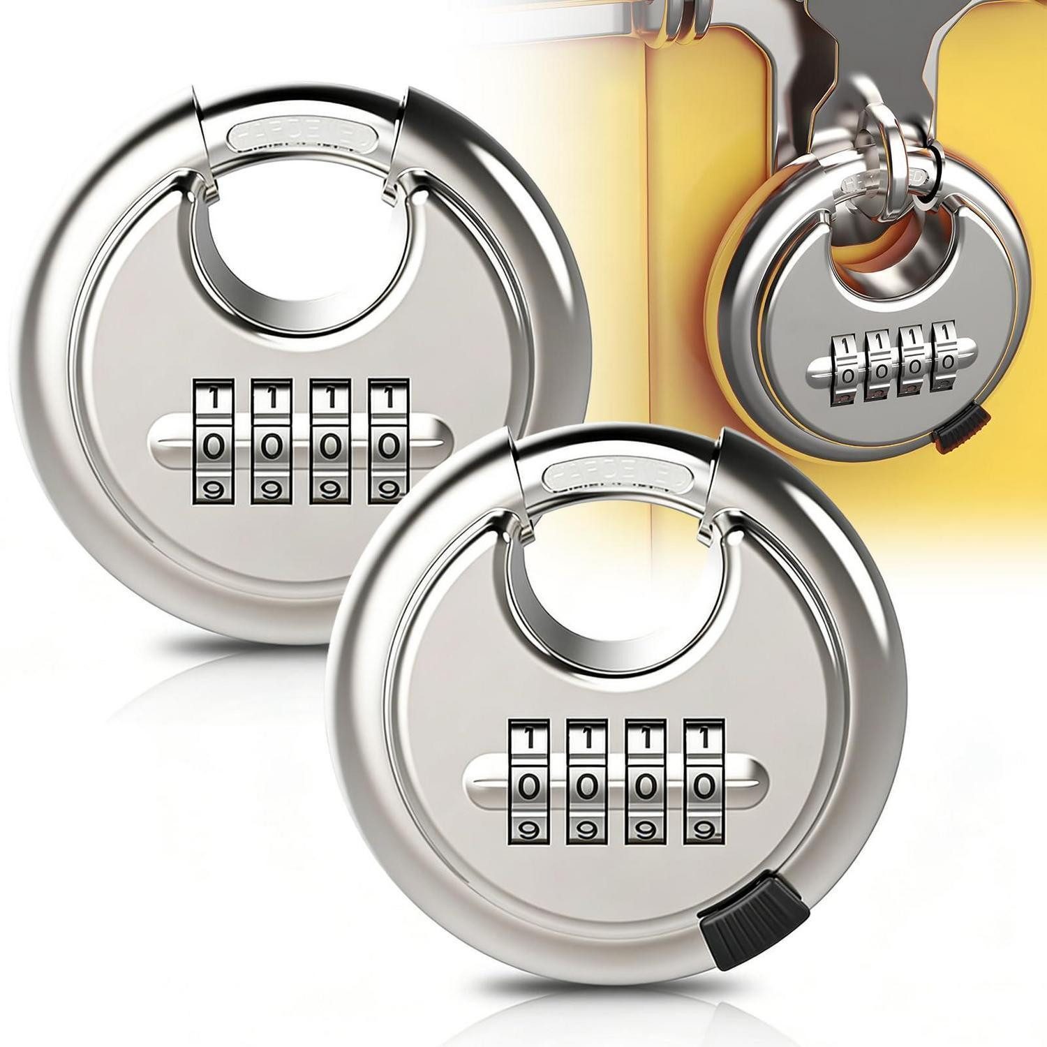 LuxusKollektion Vorhängeschloss Vorhängeschloss Zahlenschloss 70mm 4-stellig Edelstahl