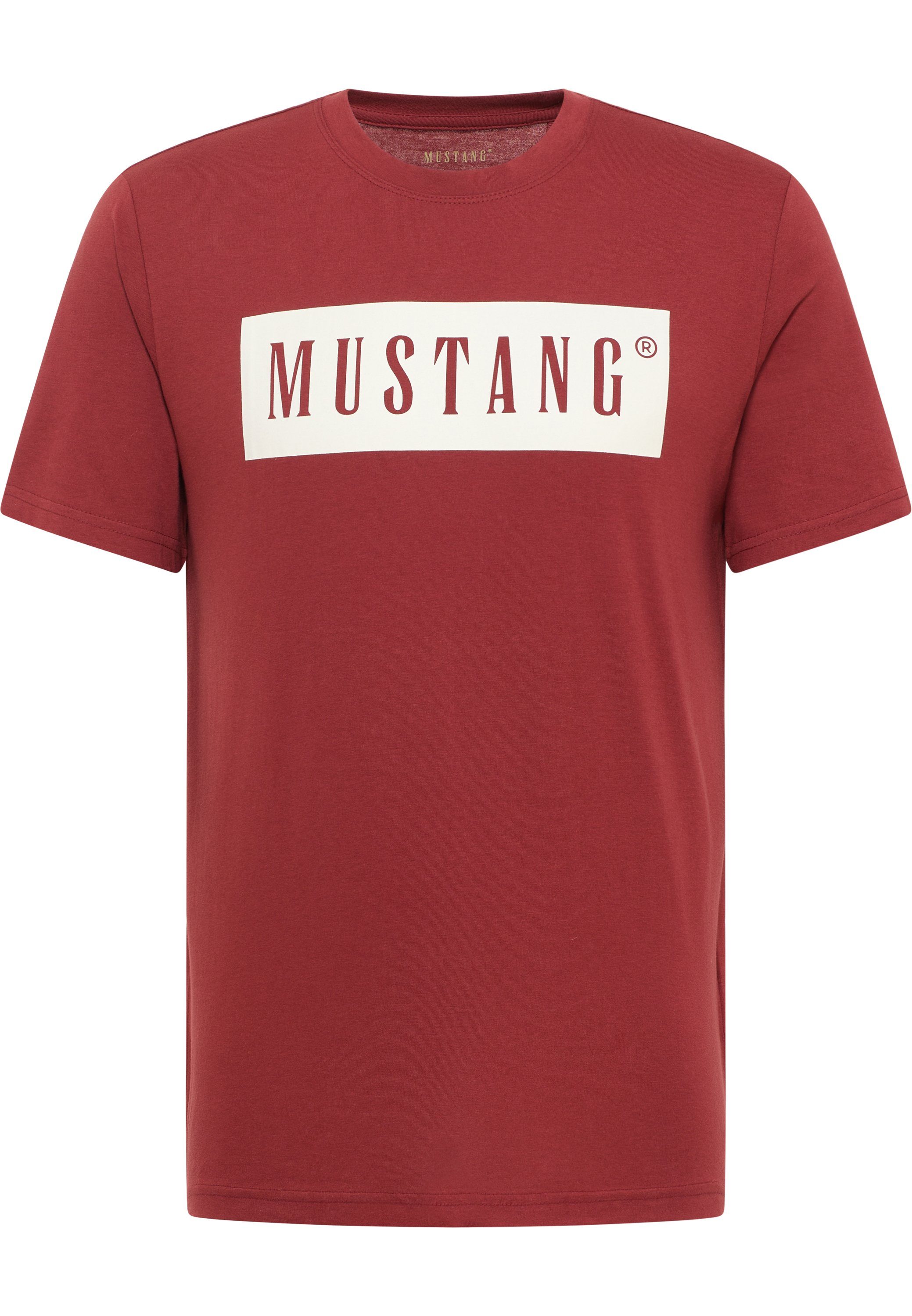 MUSTANG Kurzarmshirt Mustang Print-Shirt dunkelrot