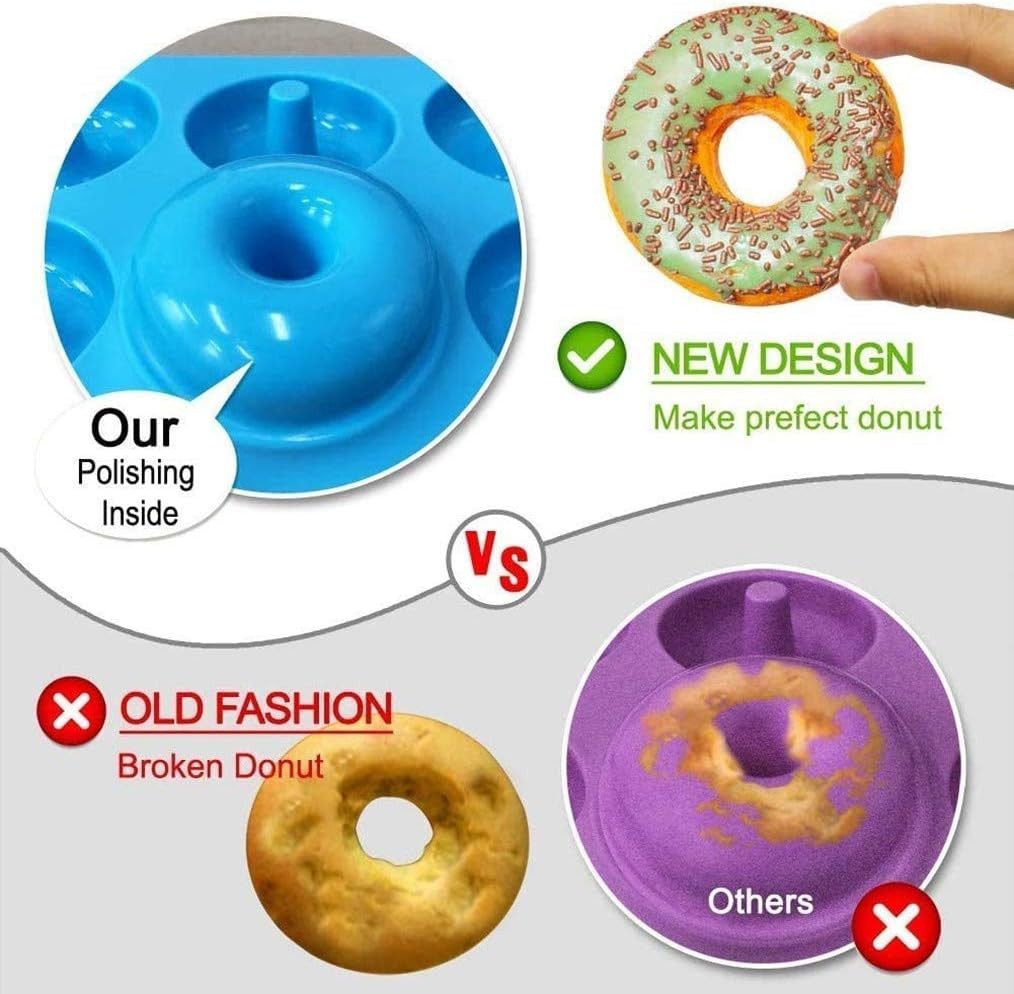 FELIXLEO Donutform 2 Stück Silikon Donut Formen 6 Hohlraum Antihaft -40 bis 230°C Muffins, (2-tlg) – Bild 4 von 5