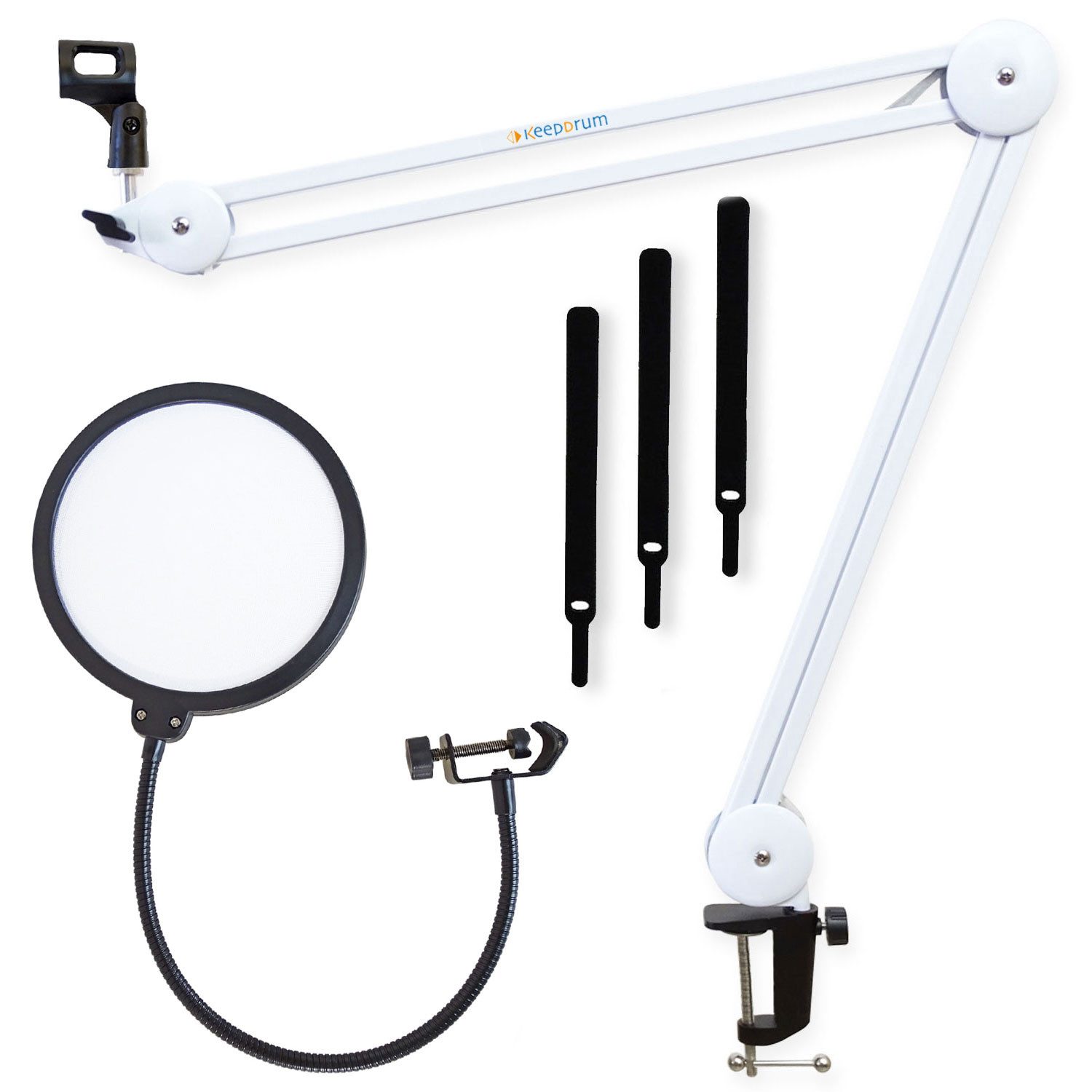 Mikrofonständer keepdrum MS138 Mikrofonarm Weiss mit Popschutz Weiss