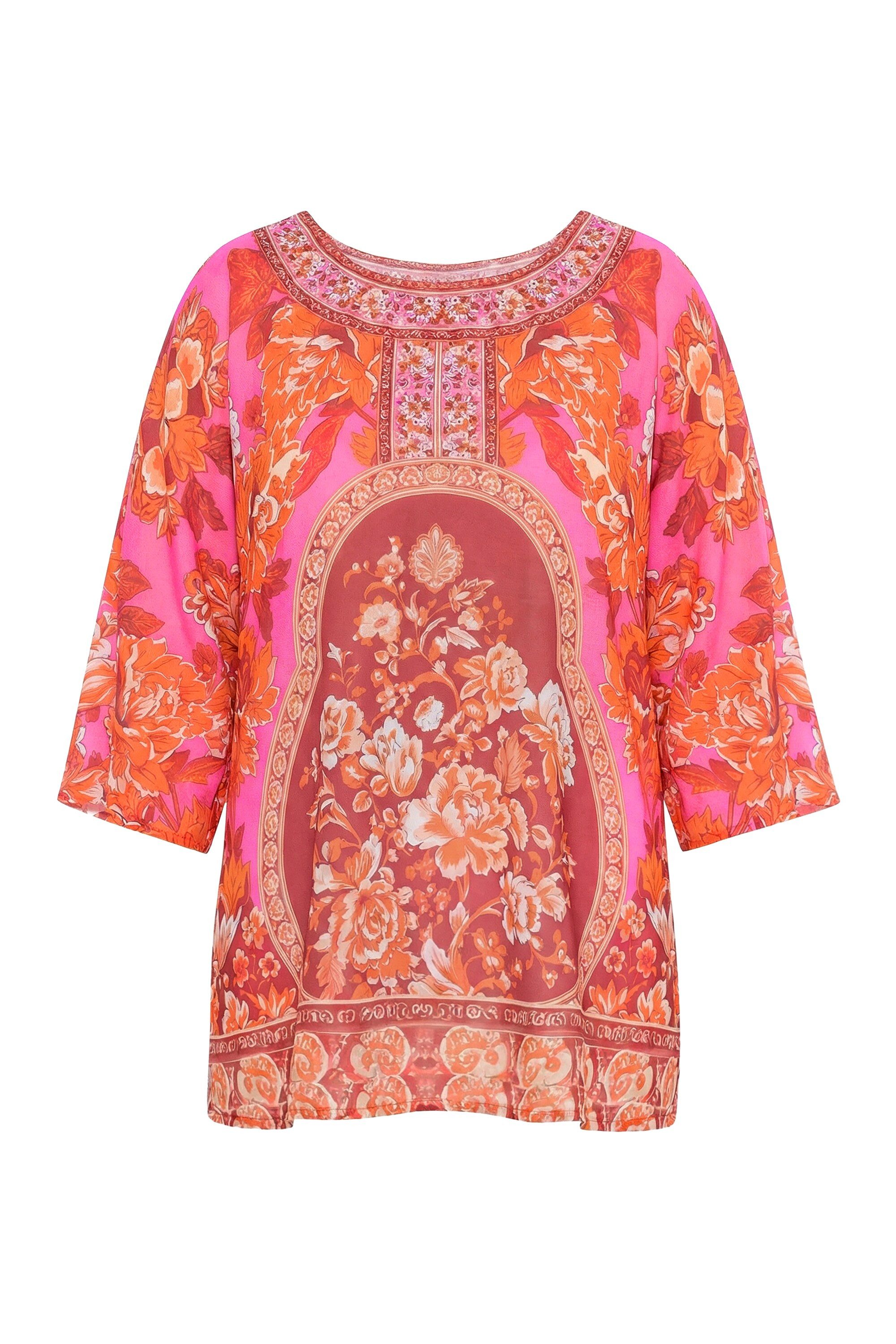 MIAMODA Druckbluse Blusenshirt Allovermuster mit Glitzersteinchen