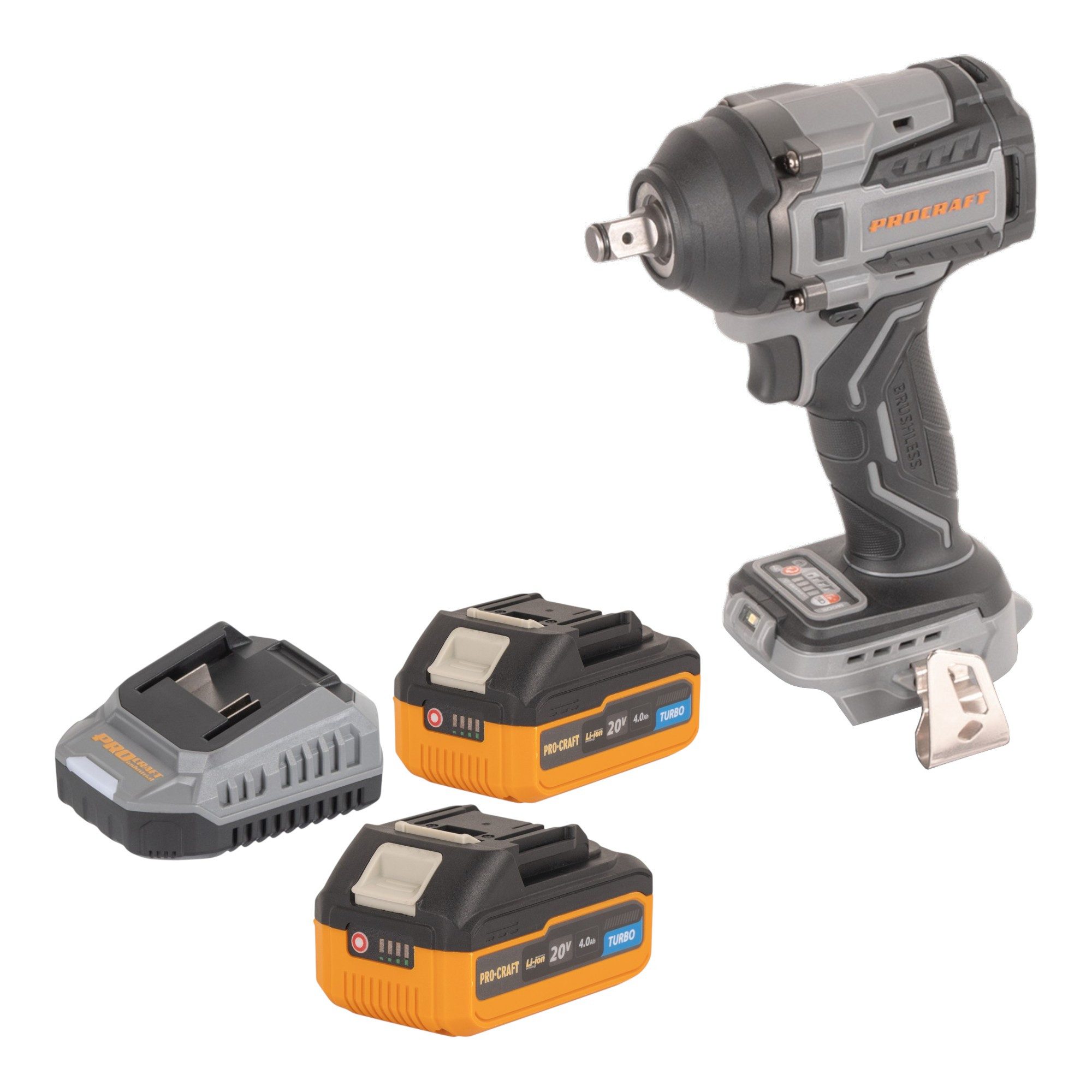 PROCRAFT industrial Akku-Schlagschrauber IW550Abb 20 V 550 Nm 1/2" + 2x Akku 4,0 Ah + Ladegerät