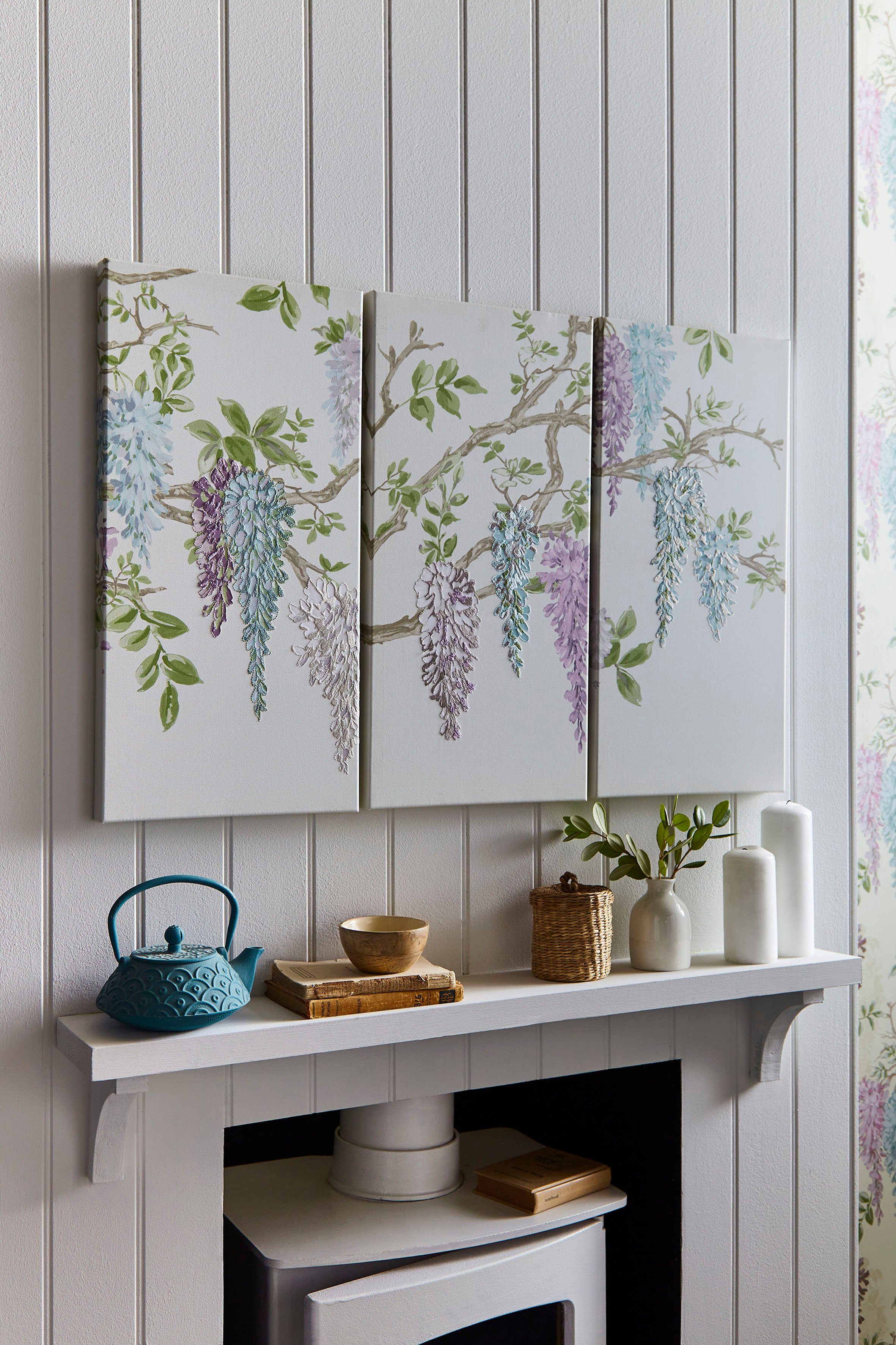 Wisteria St), Set ASHLEY (3er) Leinwandbilder Bilder LAURA Mehrteilige (Set, 1 90x60cm Garden,