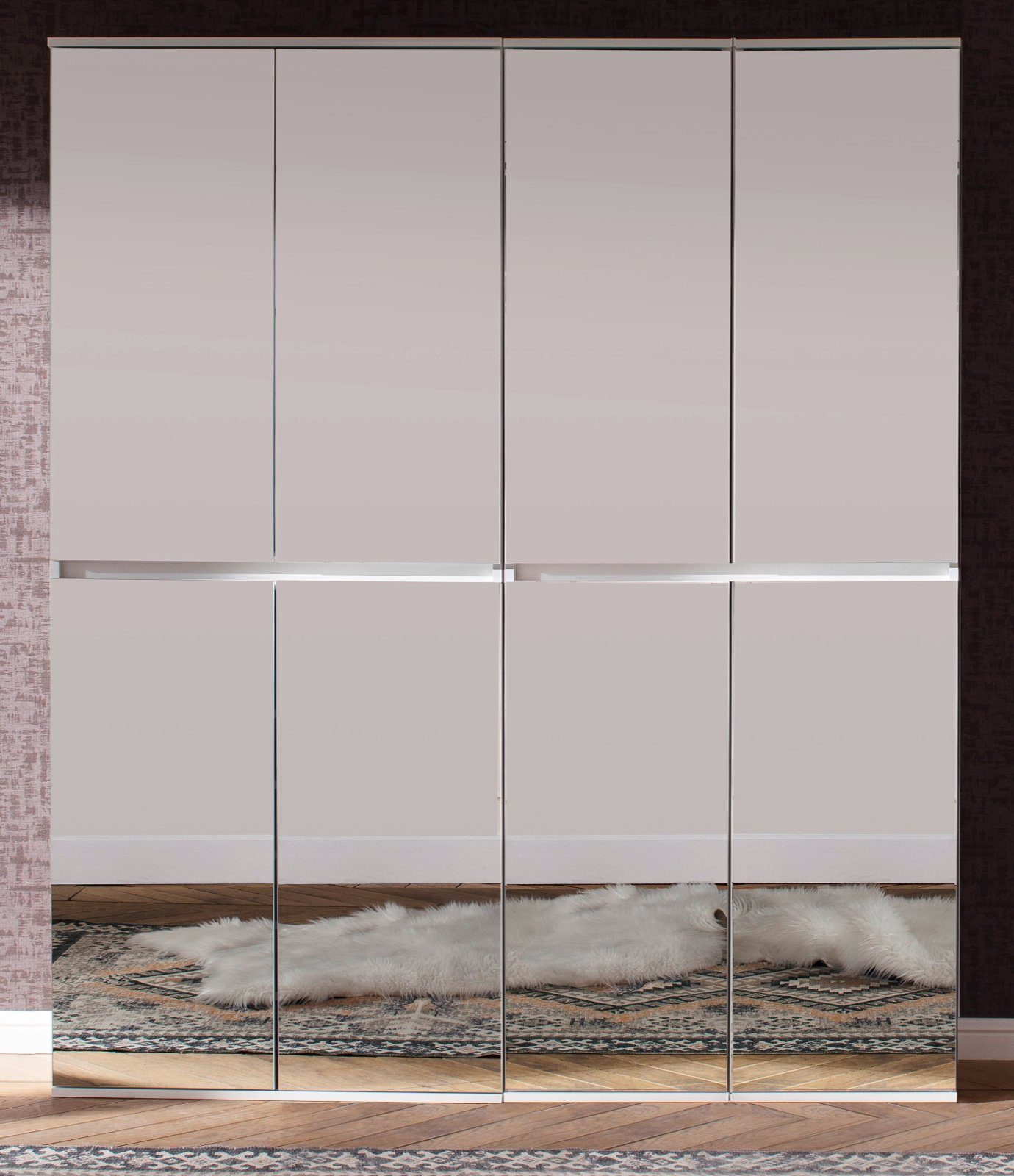 Furn.Design Garderobenschrank Reflect (Mehrzweckschrank 8-türig, 148 x 191 cm) variable Inneneinteilung