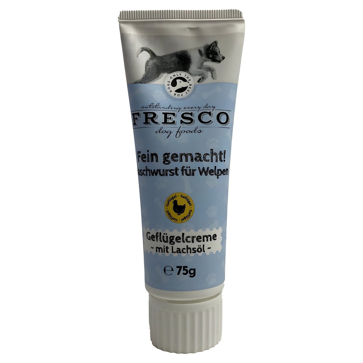 Fresco Dog Fein gemacht! Geflügelcreme für Welpen mit Lachsöl 75 g, Snack für: Hund