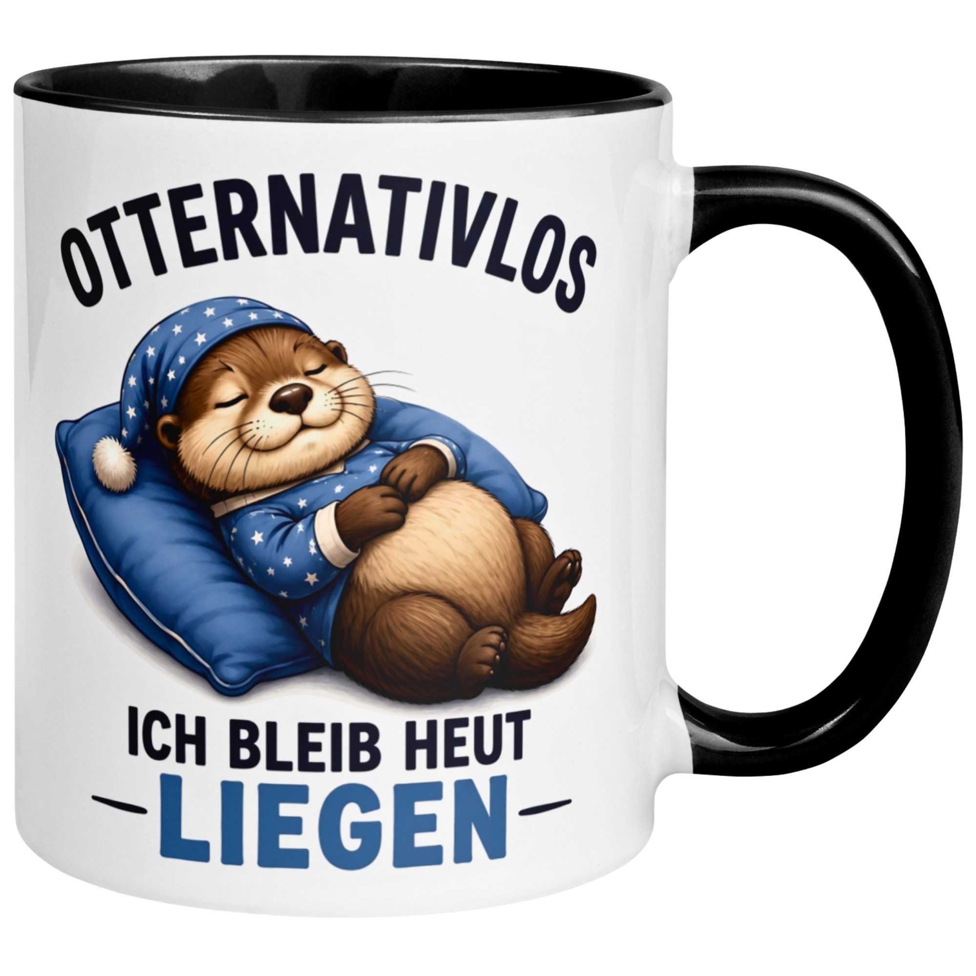 Momentals Tasse Otter – Otternativlos - Ich bleib heute liegen – Morgenmuffel Geschenk, Gratis Versand · Links-&Rechtshänder · Spülmaschinenfest