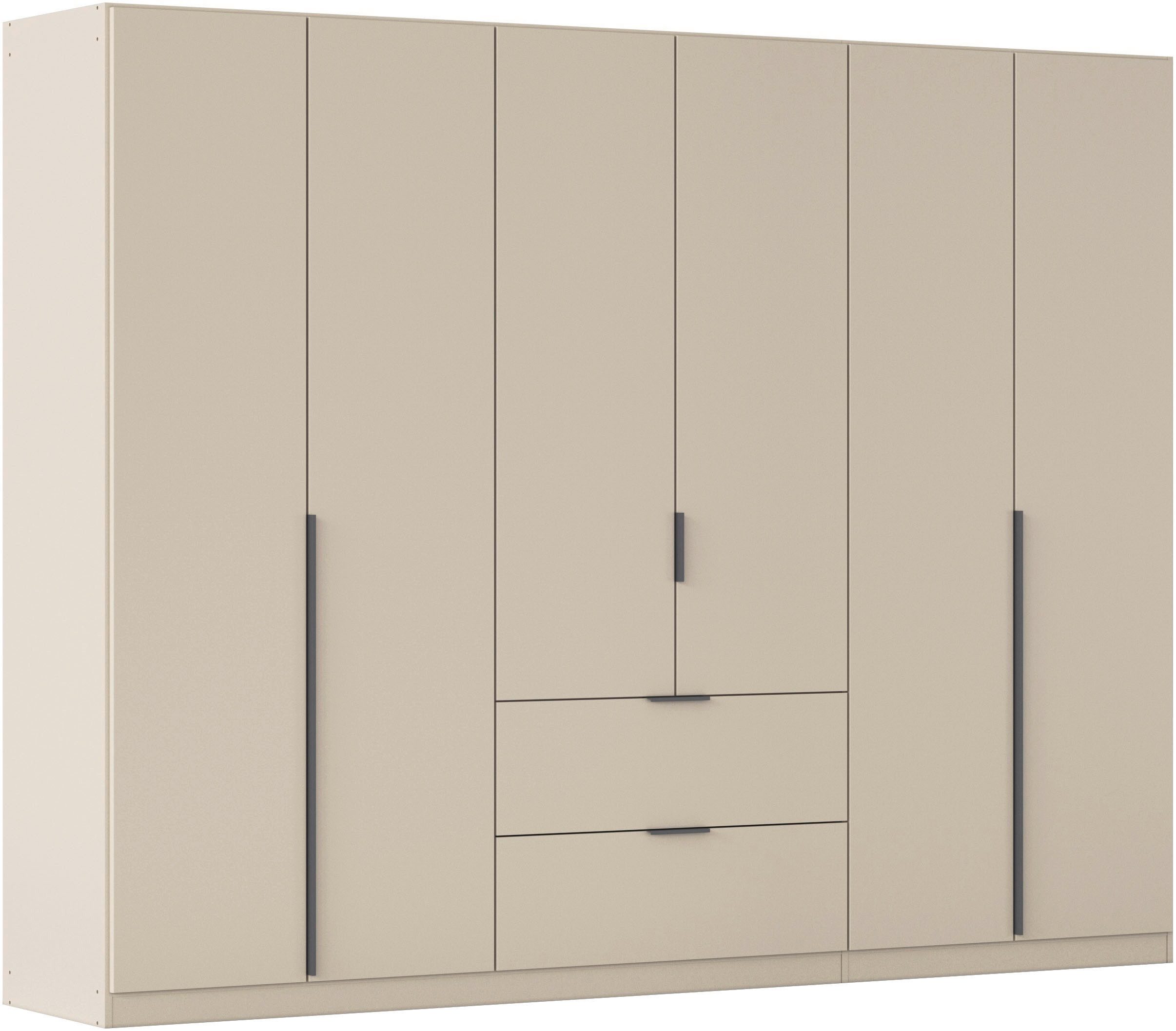 OTTO home Drehtürenschrank Kleiderschrank Schrank Garderobe AGORDO mit Dekor- oder Hochglanzfront (in zwei Griff-Farben, Breite 271 cm) mit Außenschubkästen, Serie in 7 Breiten und 2 Höhen MADE IN GERMANY