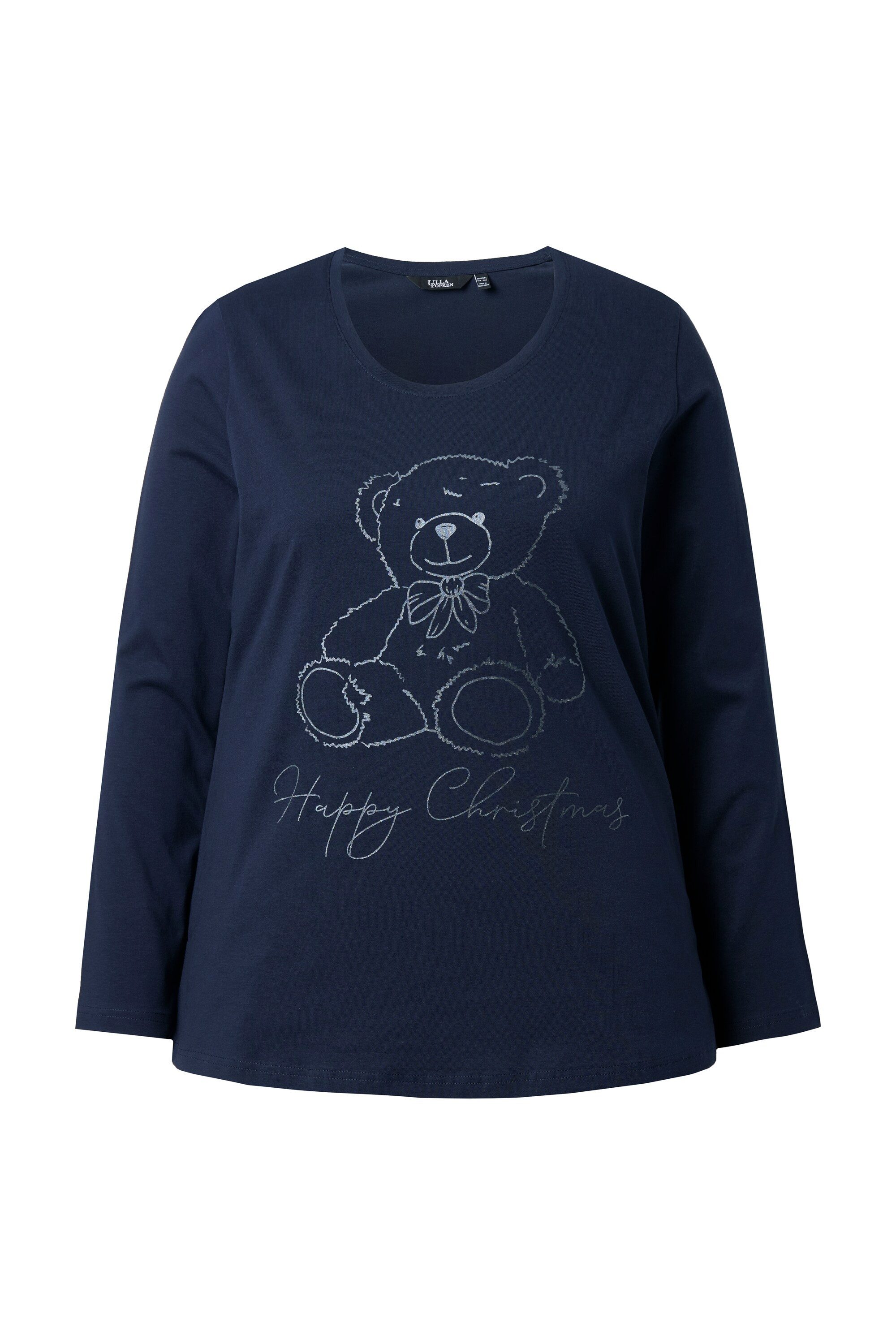 Ulla Popken Longsleeve Shirt Weihnachtsmotiv Classic Rundhals Langarm günstig online kaufen