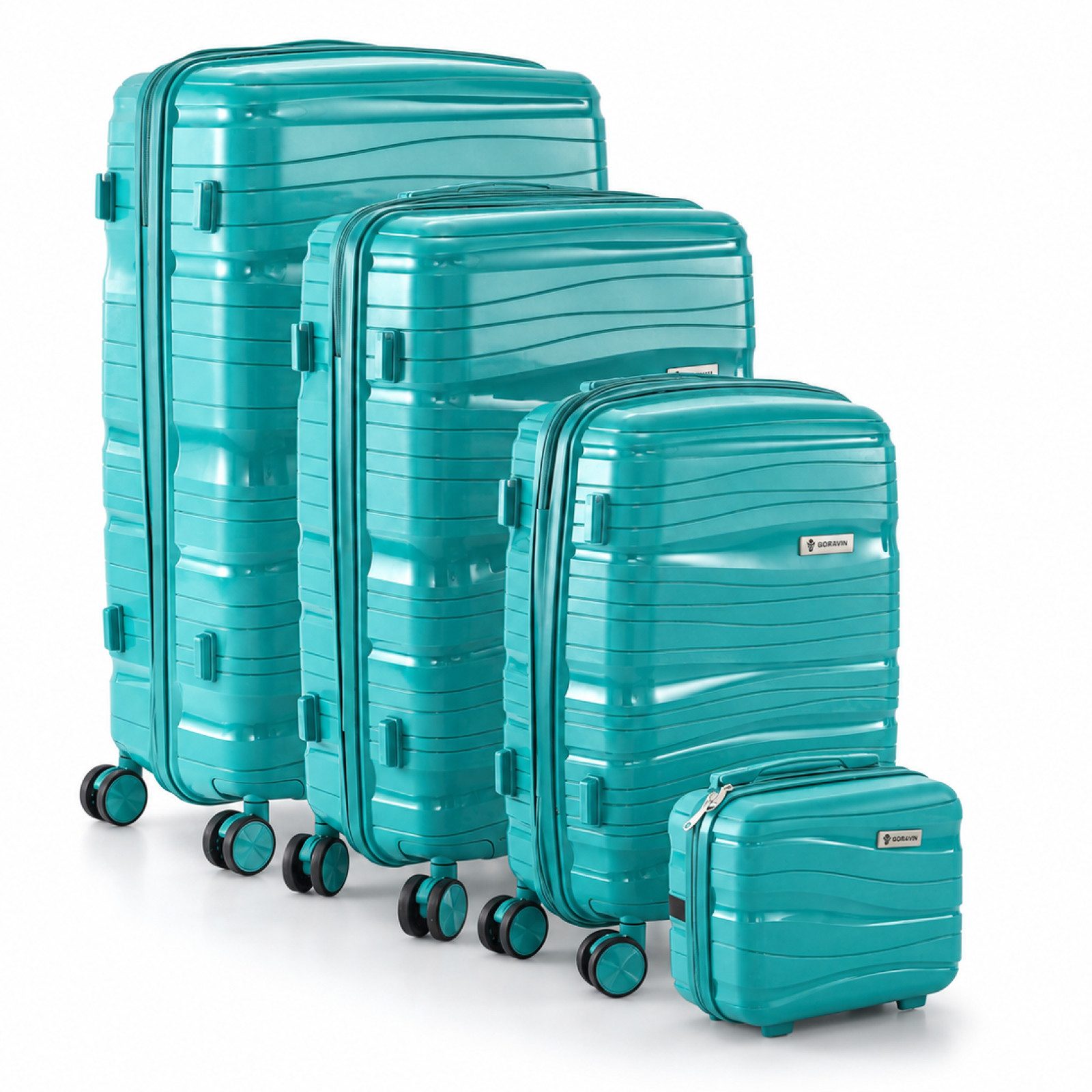 Berwin Trolleyset mit Beautycase Modell Torna Aqua Breeze, 4 Rollen, (Set, 4 tlg., MS-19816)