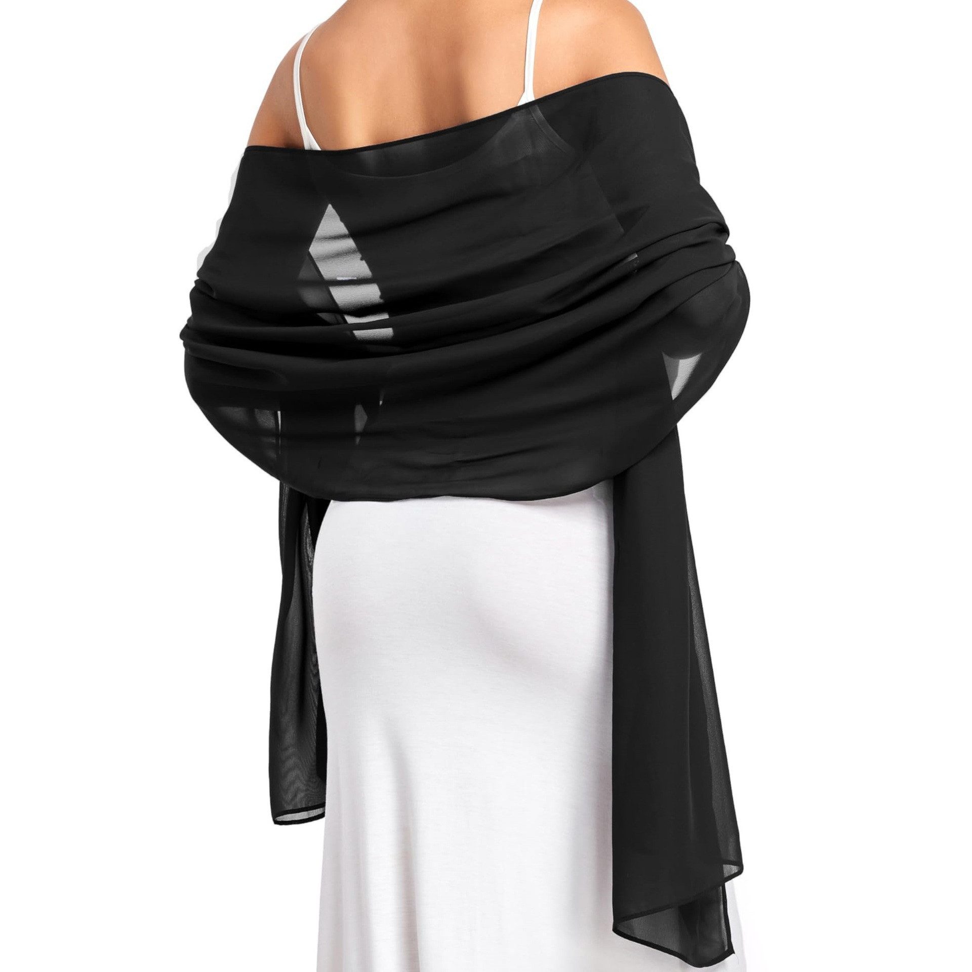 FOUORTUNATE-BEE Modeschal Elegante Damen-Stola aus Chiffon, leichter Schal für Abendkleider, Weicher Hochzeitsschal für Damen, dünner Umhang für Kleid & Party – Bild 2 von 5