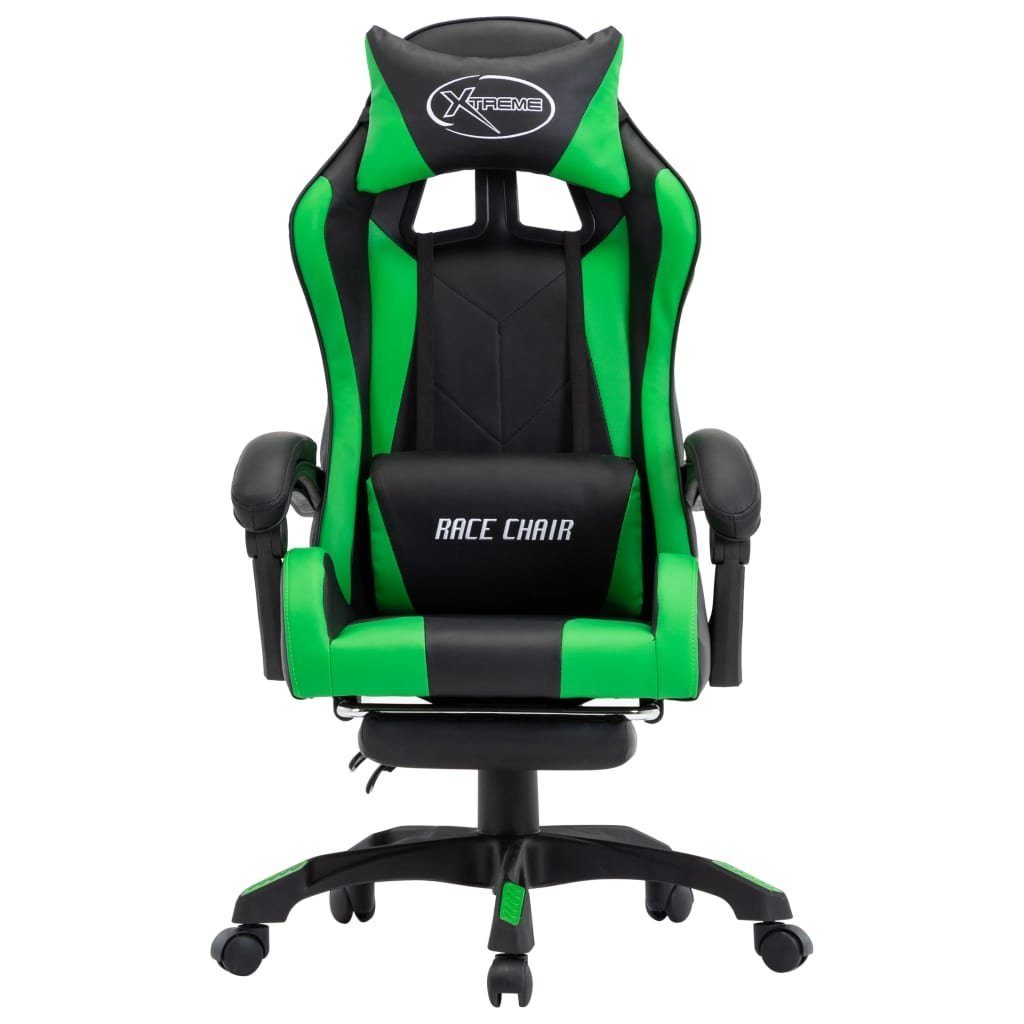 | Grün Gaming-Stuhl Schwarz mit und Bürostuhl und Grün vidaXL (1 St) Fußstütze Grün Schwarz Kunstleder und Schwarz