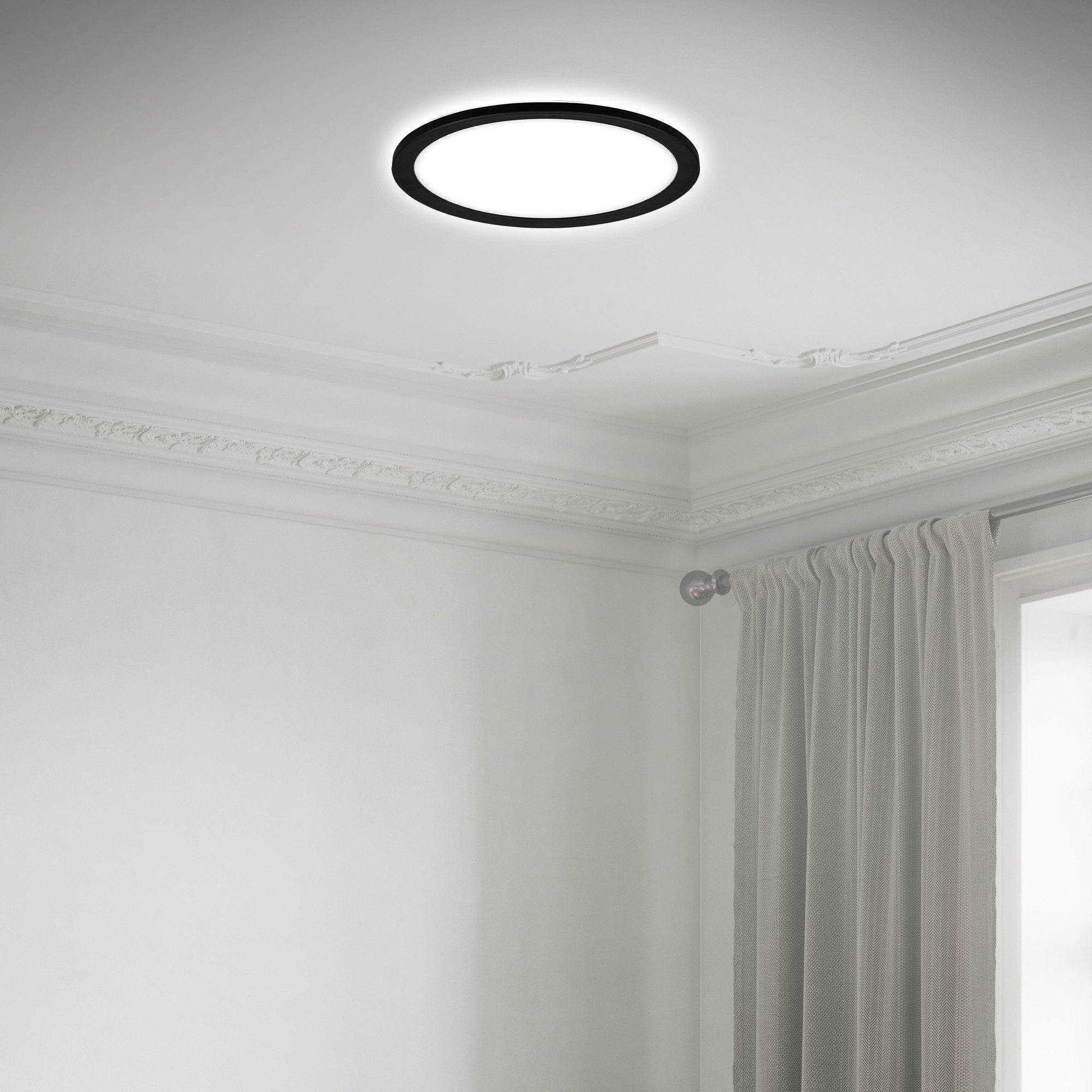 Briloner Leuchten Deckenleuchte LED Deckenlampe Panel Slim Ultraflach Backlight Schwarz/Weiß, Rund, LED fest integriert, 4000K, Verschiedene Größen und Ausführungen, Wohnzimmer, Schlafzimmer, Flur