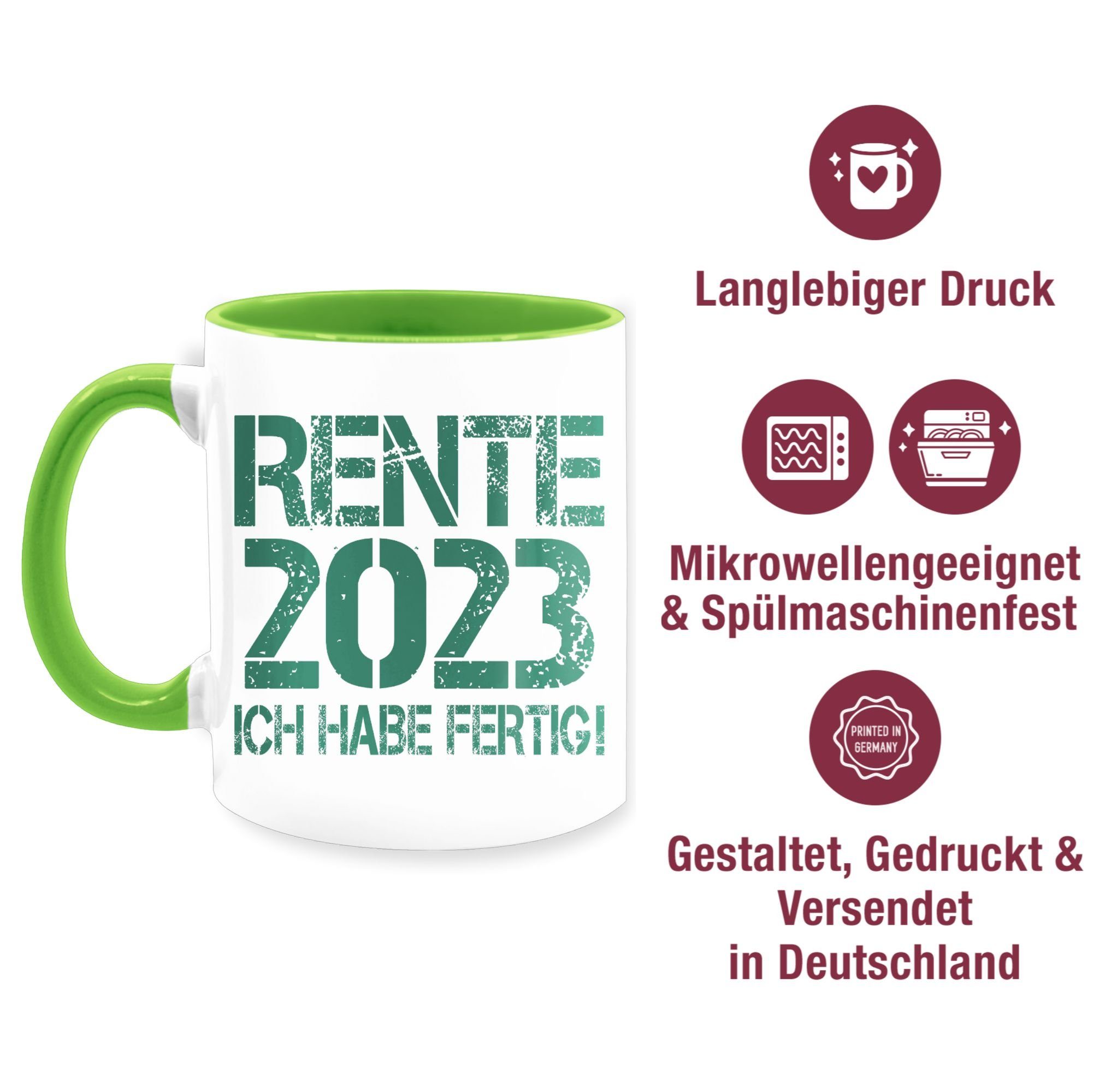 2023 - Hellgrün Rente Kaffeetasse Shirtracer Keramik, Geschenk 1 Rente Tasse petrol,