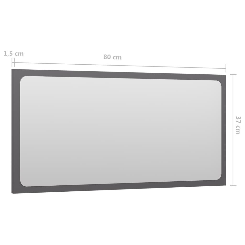 Hochglanz-Grau vidaXL cm (1-St) Badezimmerspiegelschrank 80x1,5x37 Holzwerkstoff Badspiegel