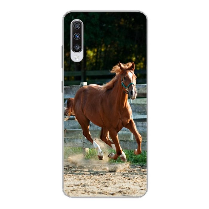 MuchoWow Handyhülle Pferd - Licht - Sand Phone Case Handyhülle Samsung Galaxy A70 Silikon Schutzhülle
