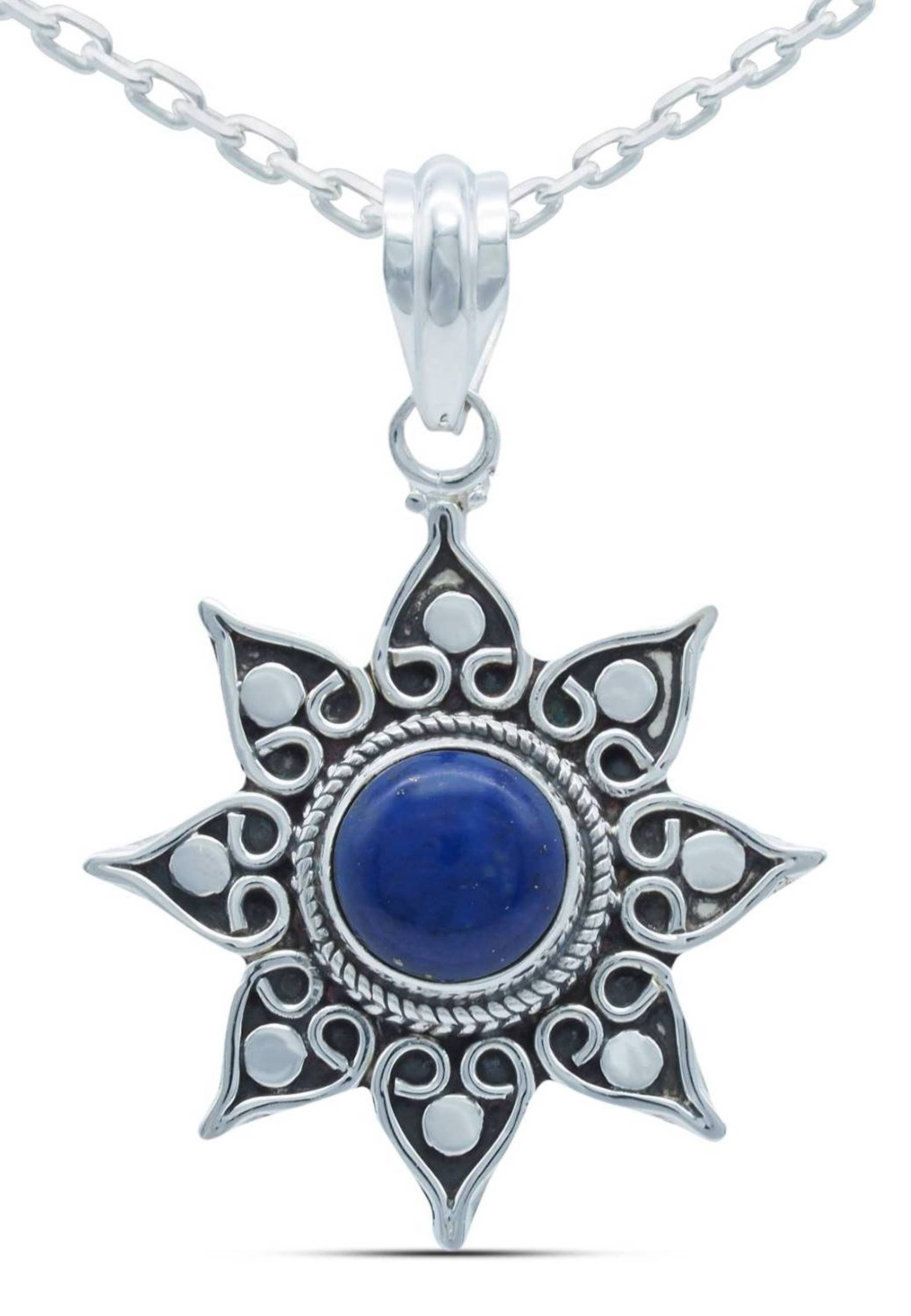 mantraroma Kette mit Anhänger 925er SilbermitLapis Lazuli