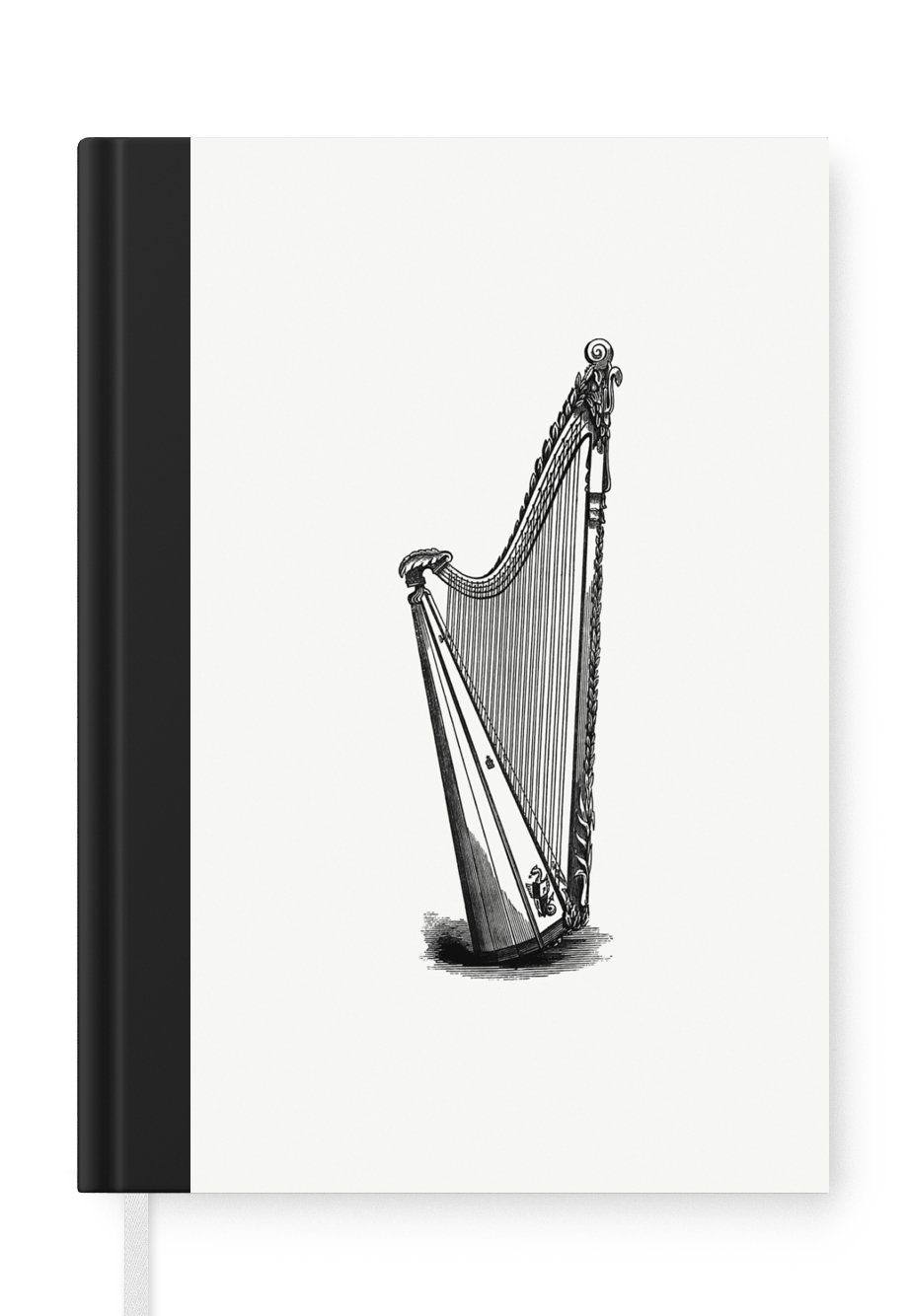 MuchoWow Notizbuch Jahrgang - Harfe - Musik, Journal, Merkzettel, Tagebuch, Notizheft, A5, 98 Seiten, Haushaltsbuch