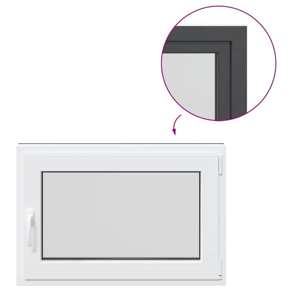 vidaXL Fenster Kellerfenster RISOR Kunststoff Dreh Kipp Anthrazit PVC und Glas