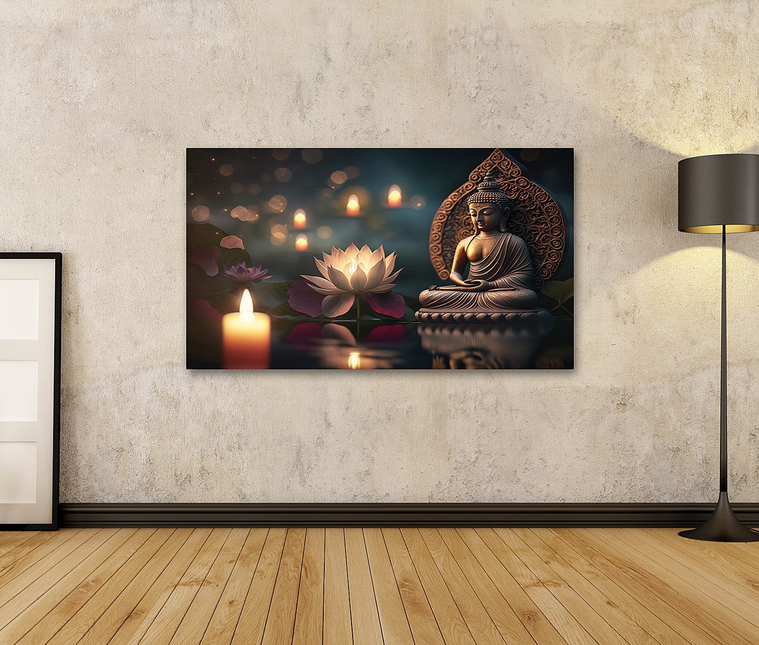 islandburner Leinwandbild Buddha Purnima Vesak Tag Buddha Statue Lotusblume günstig online kaufen