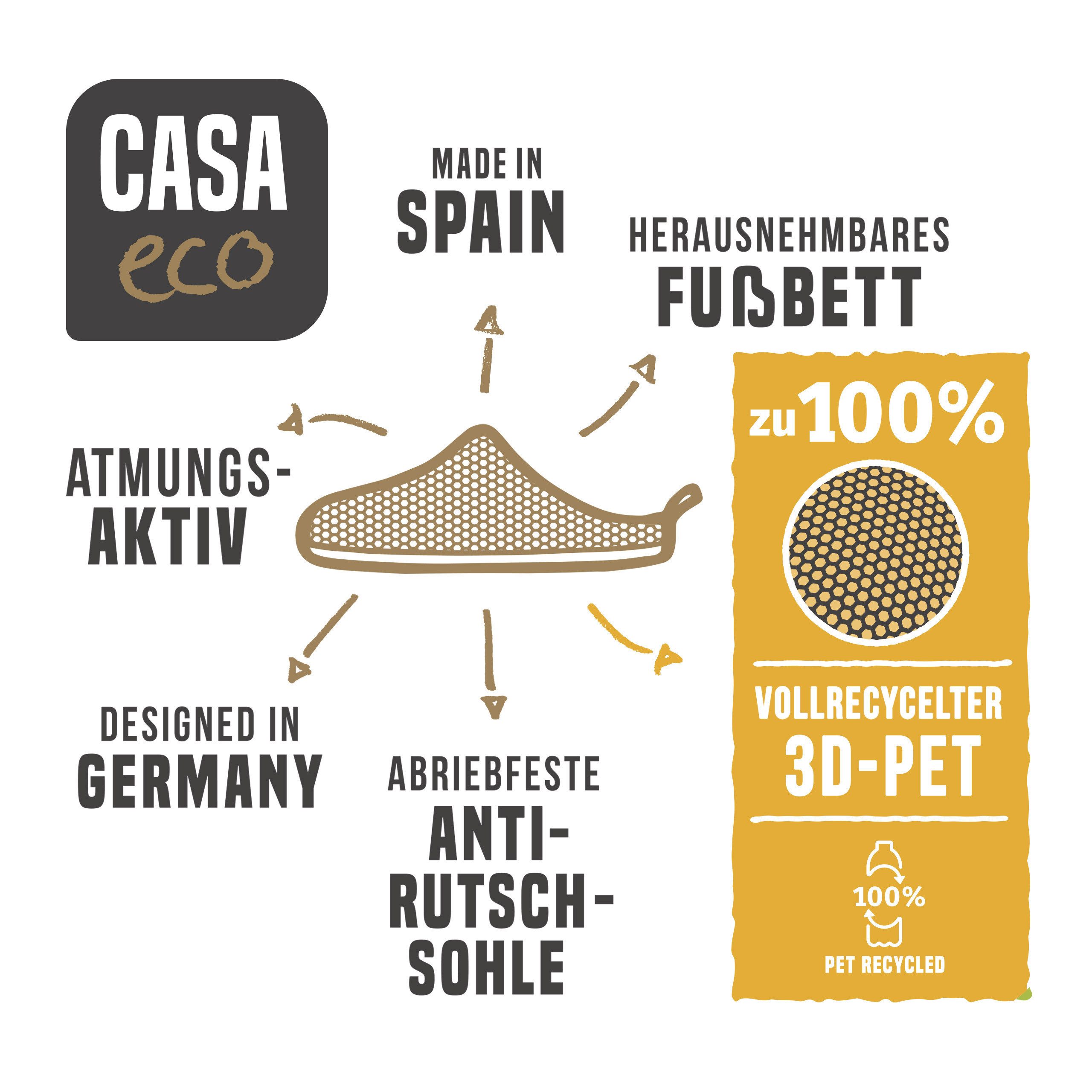 purosteps Casa-Eco Hausschuh Hergestellt aus recycelten PET Flaschen, Handgefertigt, Naturkautschuk