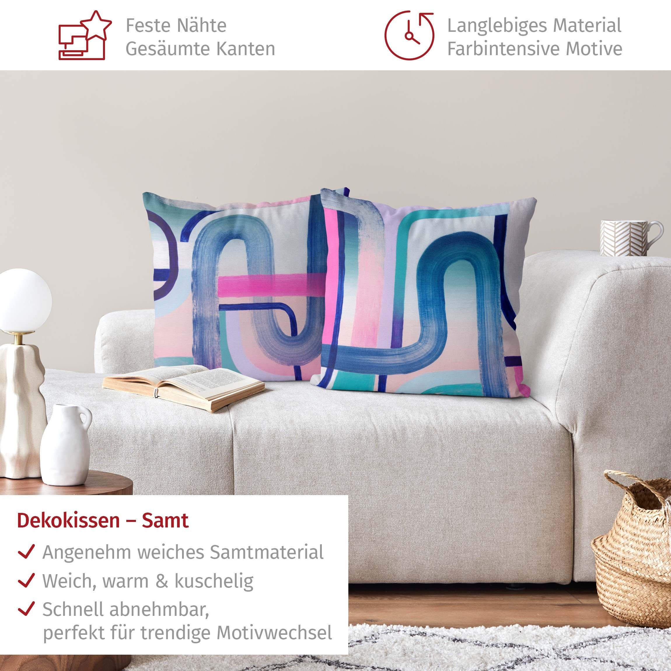 Bilderdepot24 Dekokissen 2-teilig drinnen Kissenhülle/ Sofakissen/ Zierkissen Kissenhülle blau, Bezug mit / ohne Füllung Zierkissen Outdoor Sofa Bett