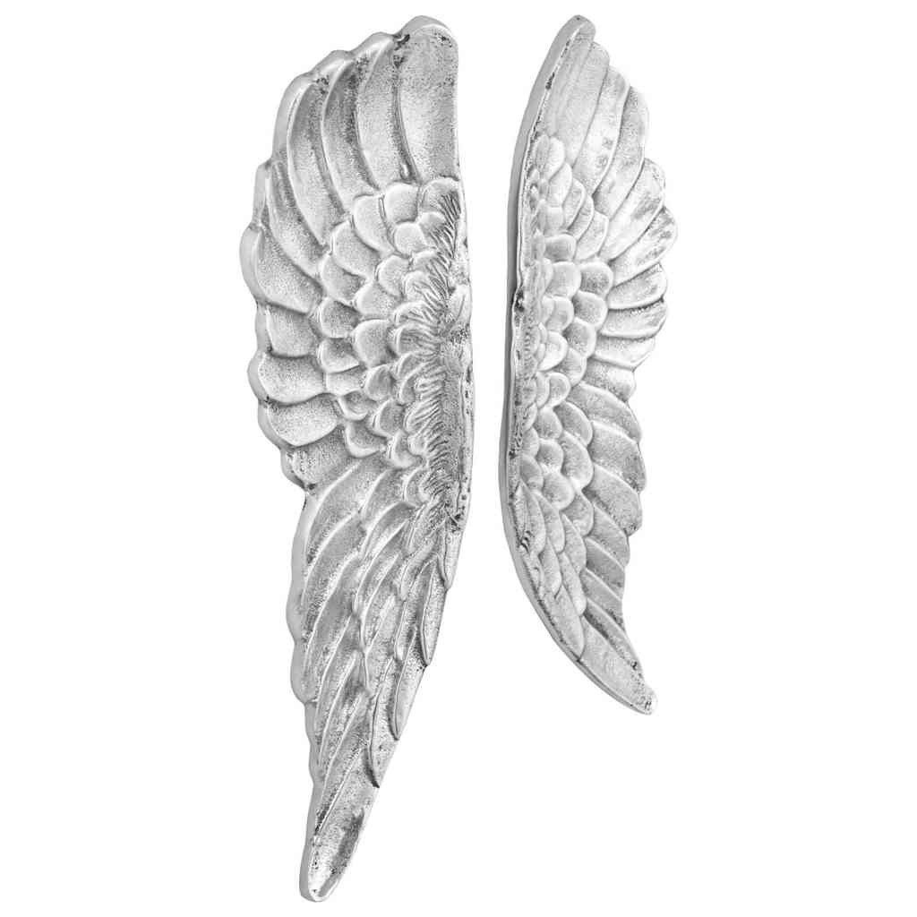 vidaXL Skulptur Flügel-Skulptur 2 stk. Silber 31 x 5 x 91 cm Aluminium (2 St)