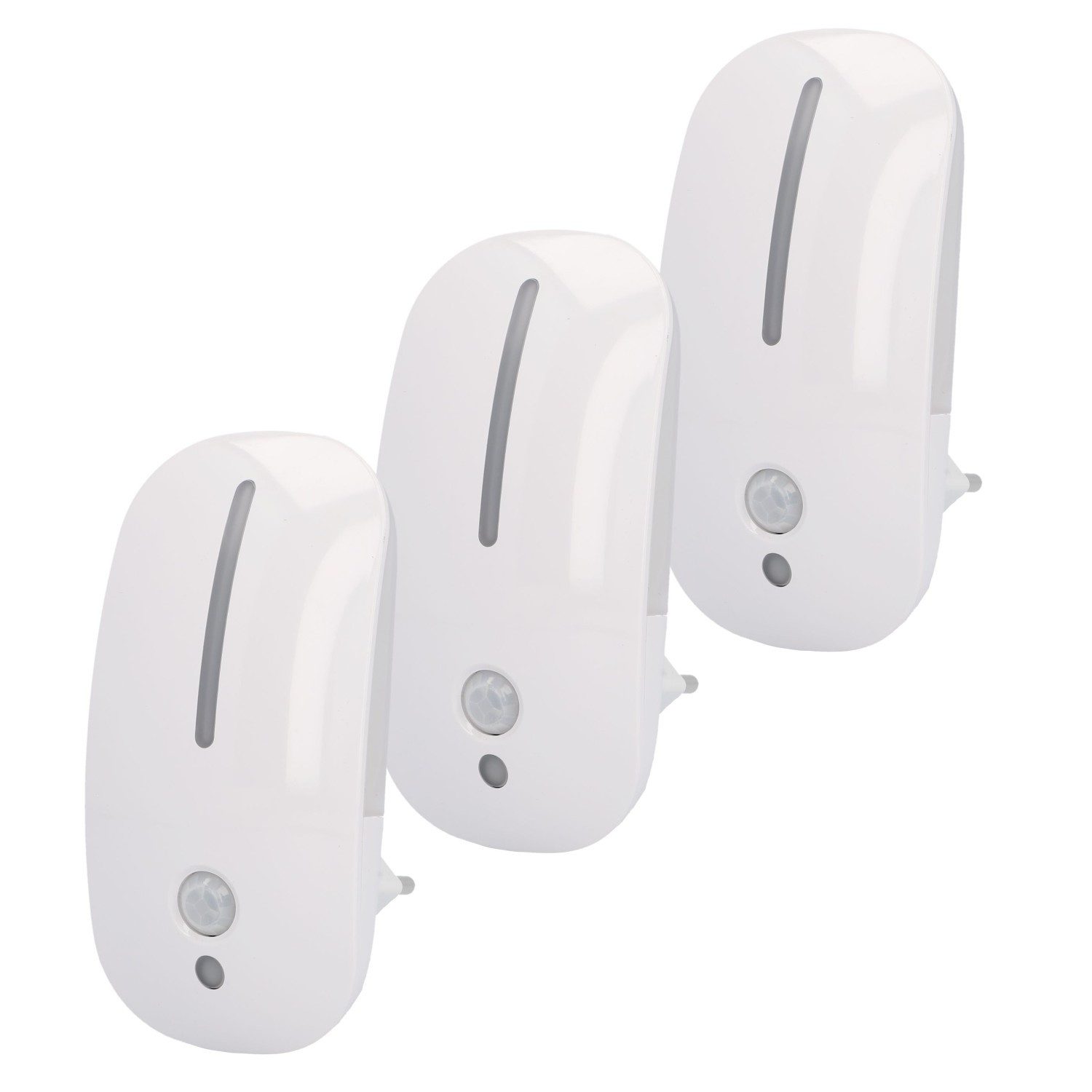 UNITEC LED Nachtlicht 3x LED Nachtlicht Licht Steckdose Stecker Sensor, Nachtlichtfunktion, LED Leuchte Lampe mit Bewegungsmelder + Dämmerungssensor Nachtlampe