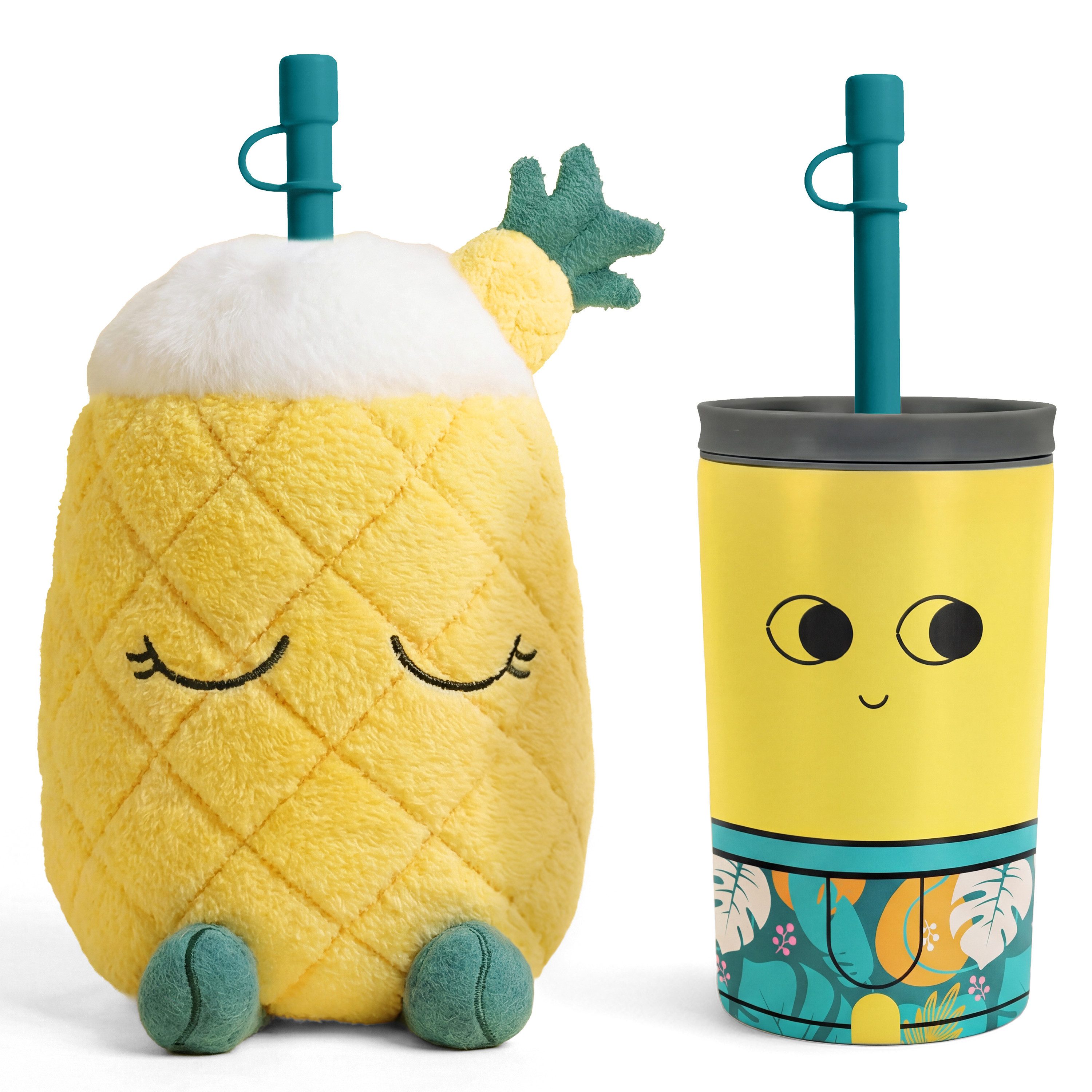 ASOBU Trinkflasche Kindertrinkflasche PIP THE PINEAPPLE FUZZIE 360ml