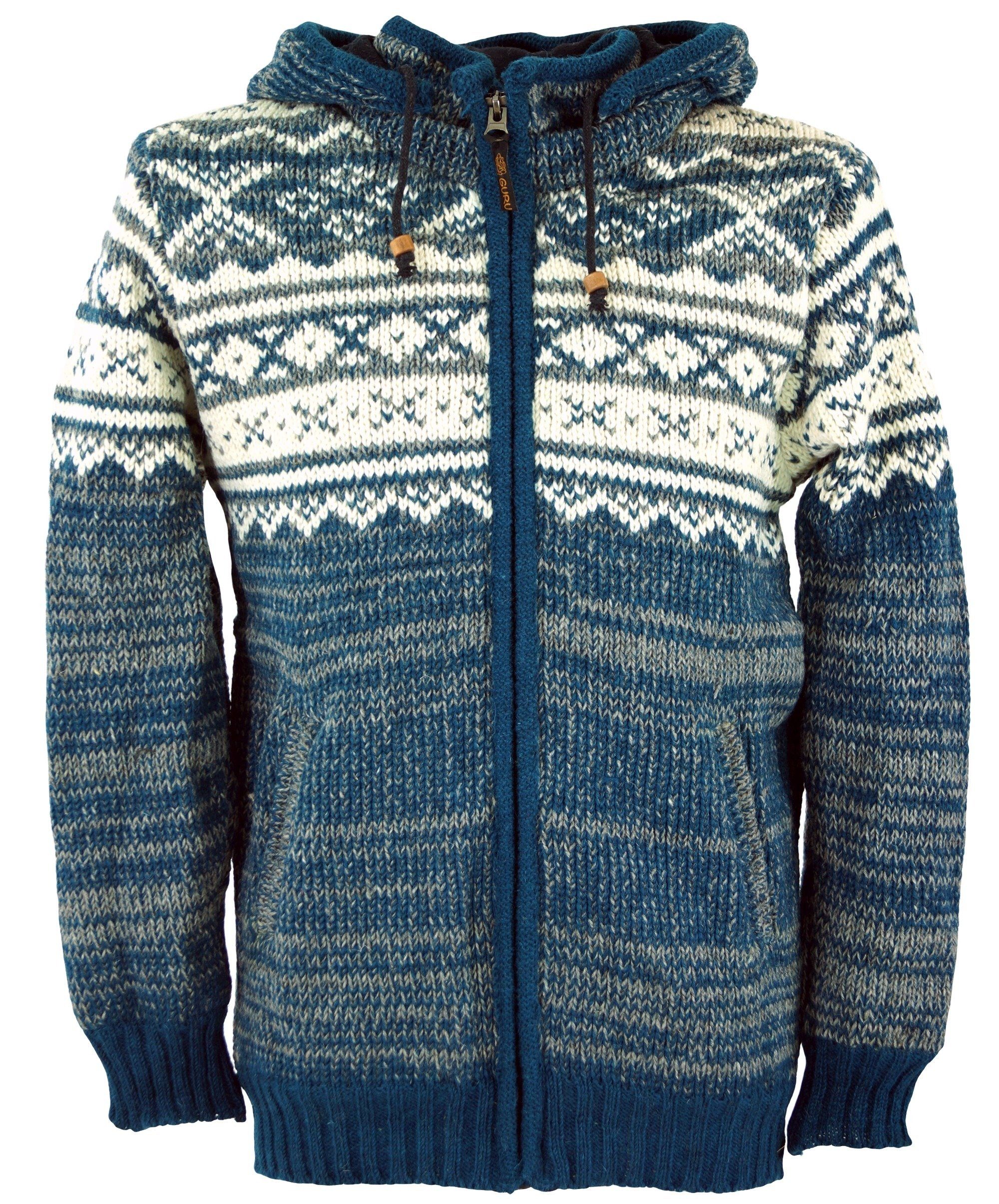Guru-Shop Strickjacke Unisex Strickjacke mit Norwegermuster,.. alternative Bekleidung
