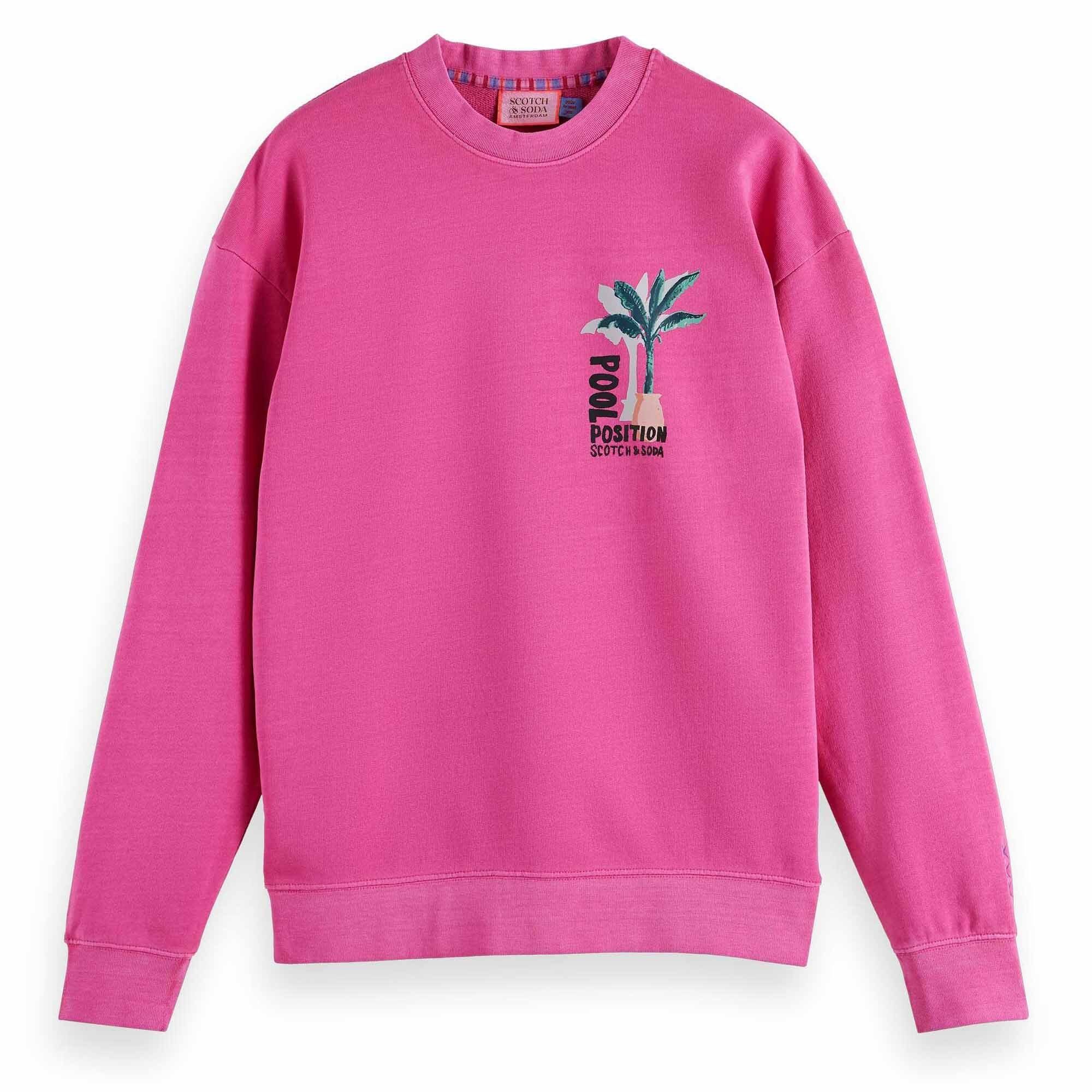 Scotch & Soda Sweatshirt Herren Sweatshirt - Printed Sweatshirt, Rundhals Pink