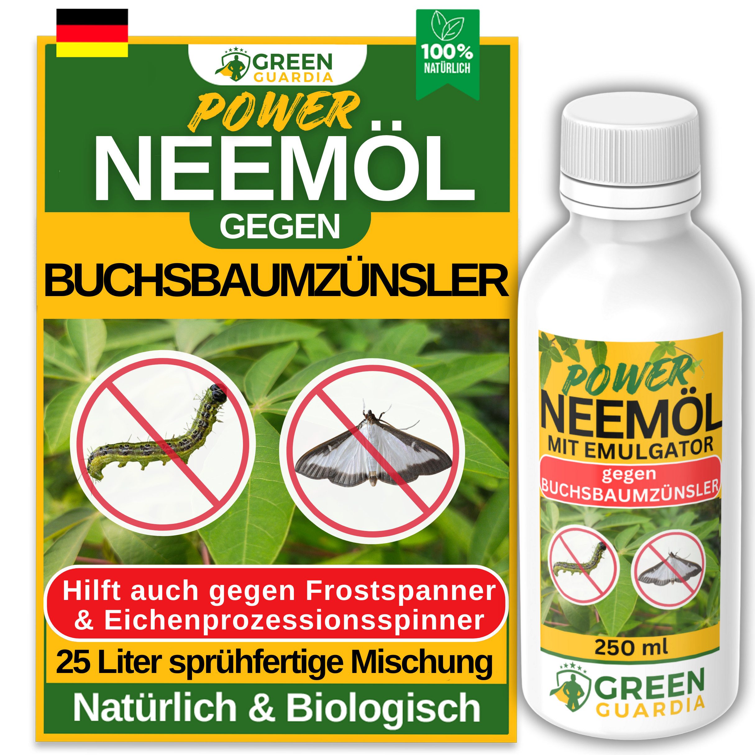 Insektenvernichter Power Neemöl gegen Buchsbaumzünsler - 250ml für 25l Mischung