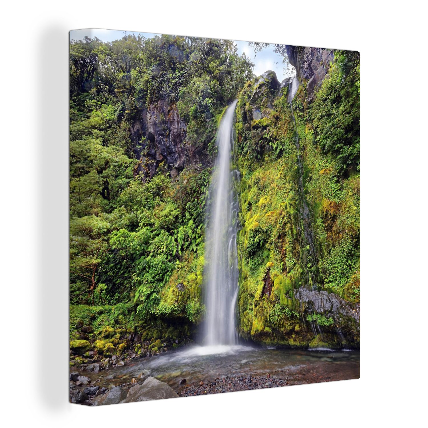 OneMillionCanvasses® Leinwandbild Wasserfall im Whanganui-Nationalpark in Ozeanien, (1 St), Leinwand Bilder für Wohnzimmer Schlafzimmer