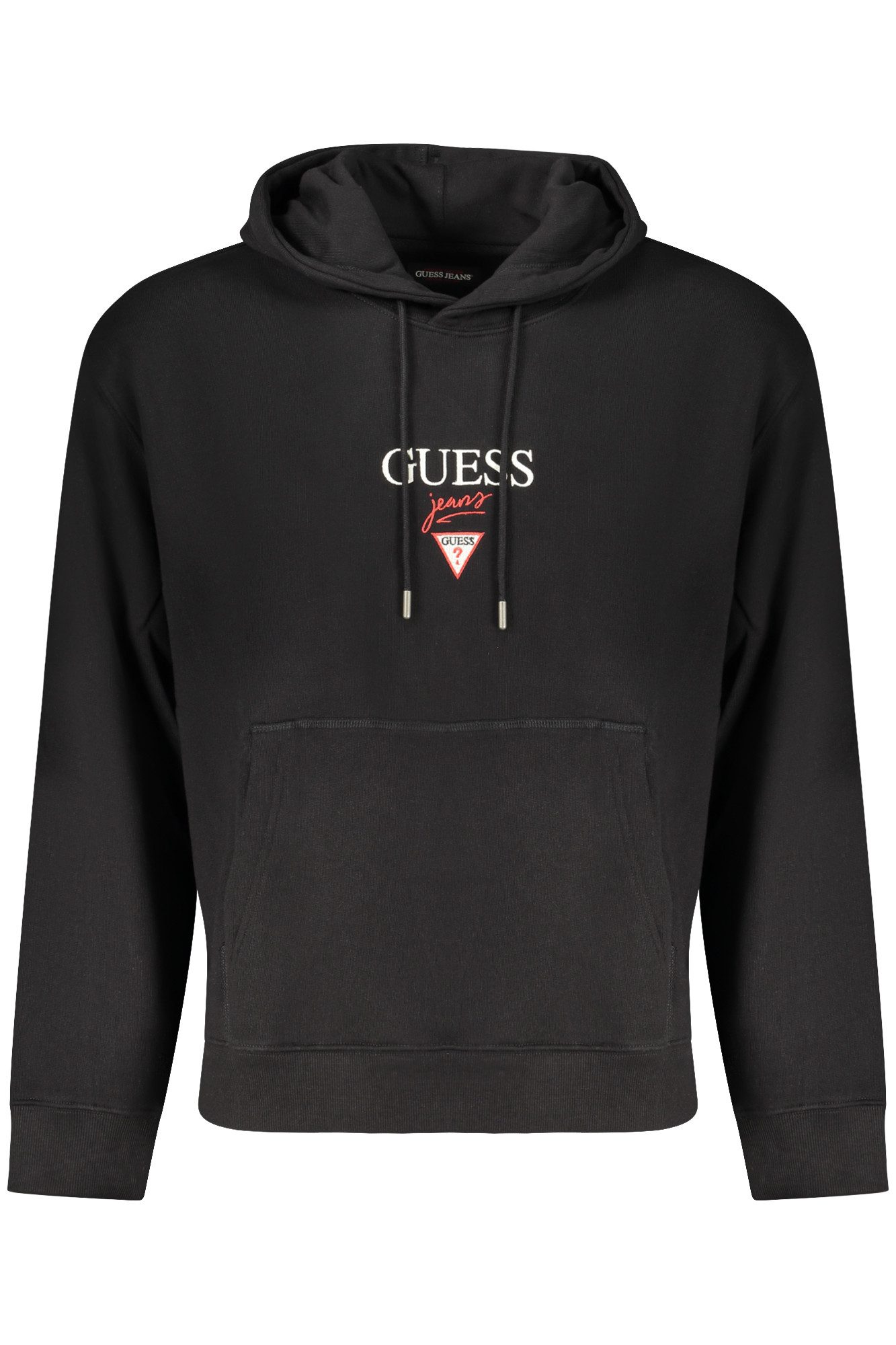 GUESS JEANS Sweatshirt Schwarzes Herren-Kapuzenpullover mit Stickerei und