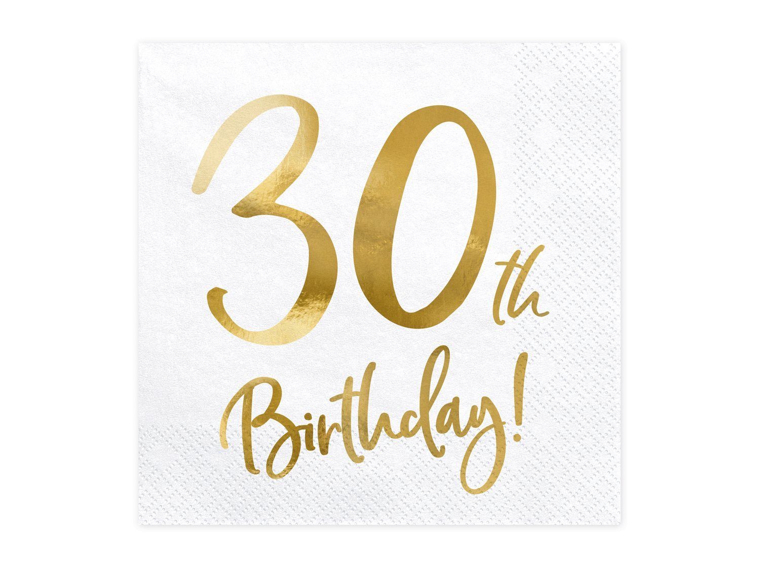partydeco Papierserviette, Servietten 30. Geburtstag 33x33cm 20 Stück, weiß / gold