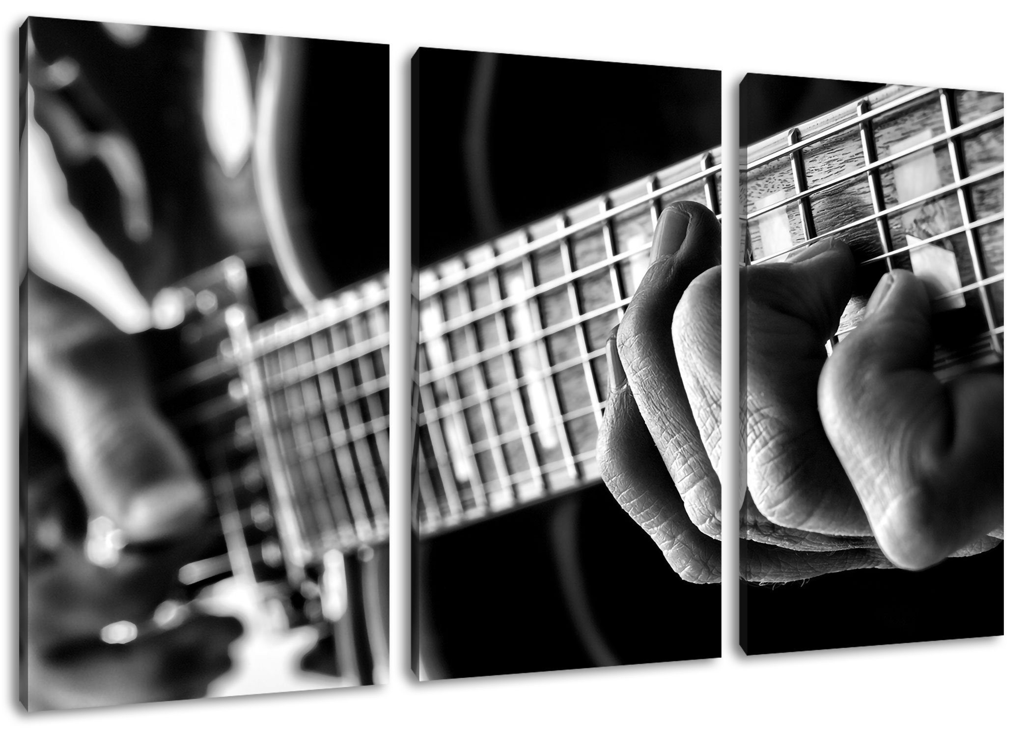 Pixxprint Leinwandbild Gitarre spielen, Gitarre spielen 3Teiler (120x80cm) (1 St), Leinwandbild fertig bespannt, inkl. Zackenaufhänger