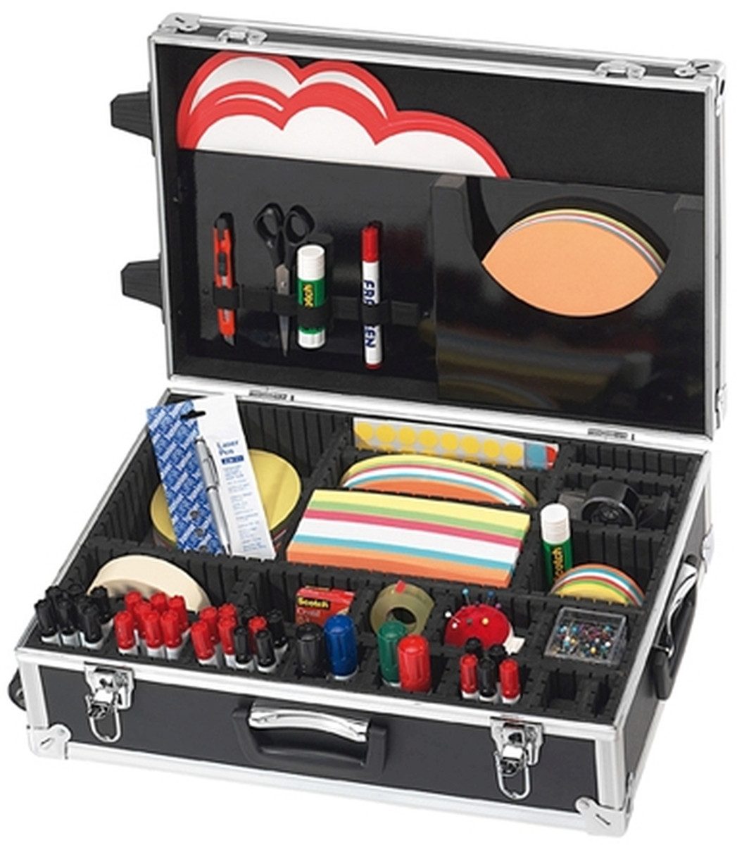FRANKEN Moderationskoffer Moderations-Koffer Trainer mobil Aluminiumkoffer schwarz