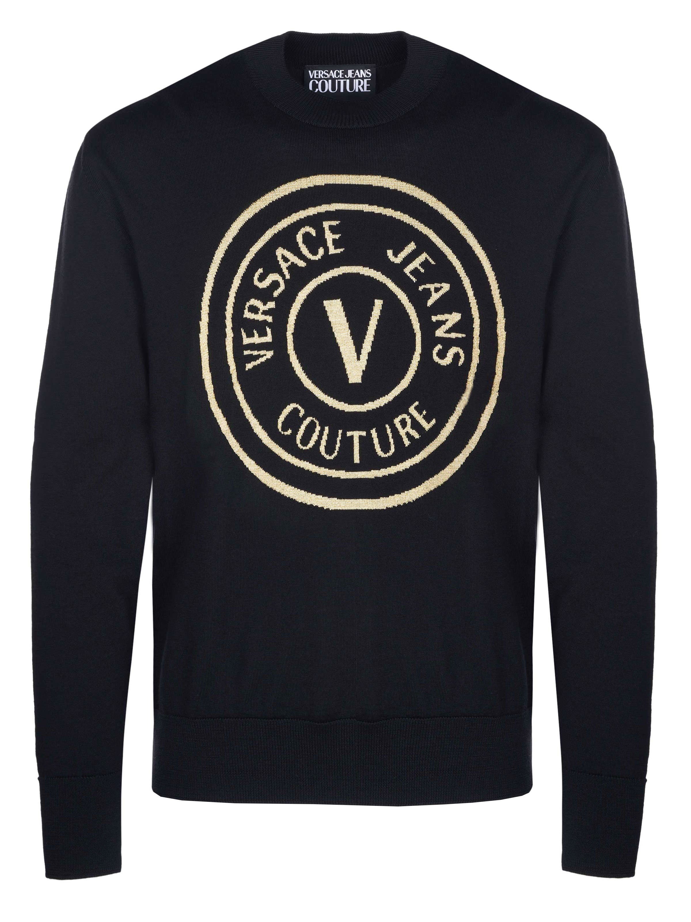 Versace Strickpullover Versace Jeans Couture Pullover schwarz-gold