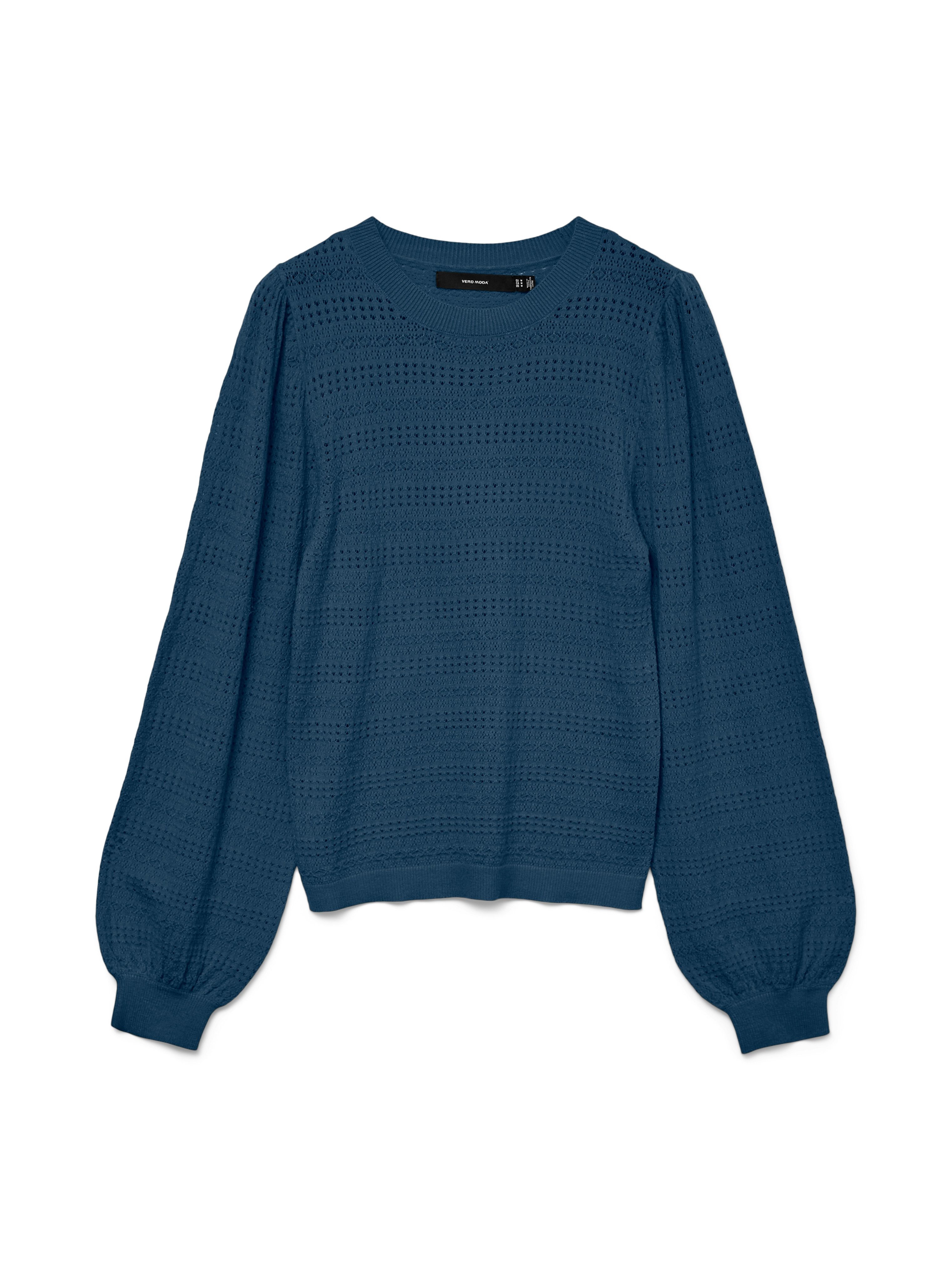 Vero Moda Strickpullover VMLIMONE LS O-NECK PULLOVER BOO mit Lochmuster