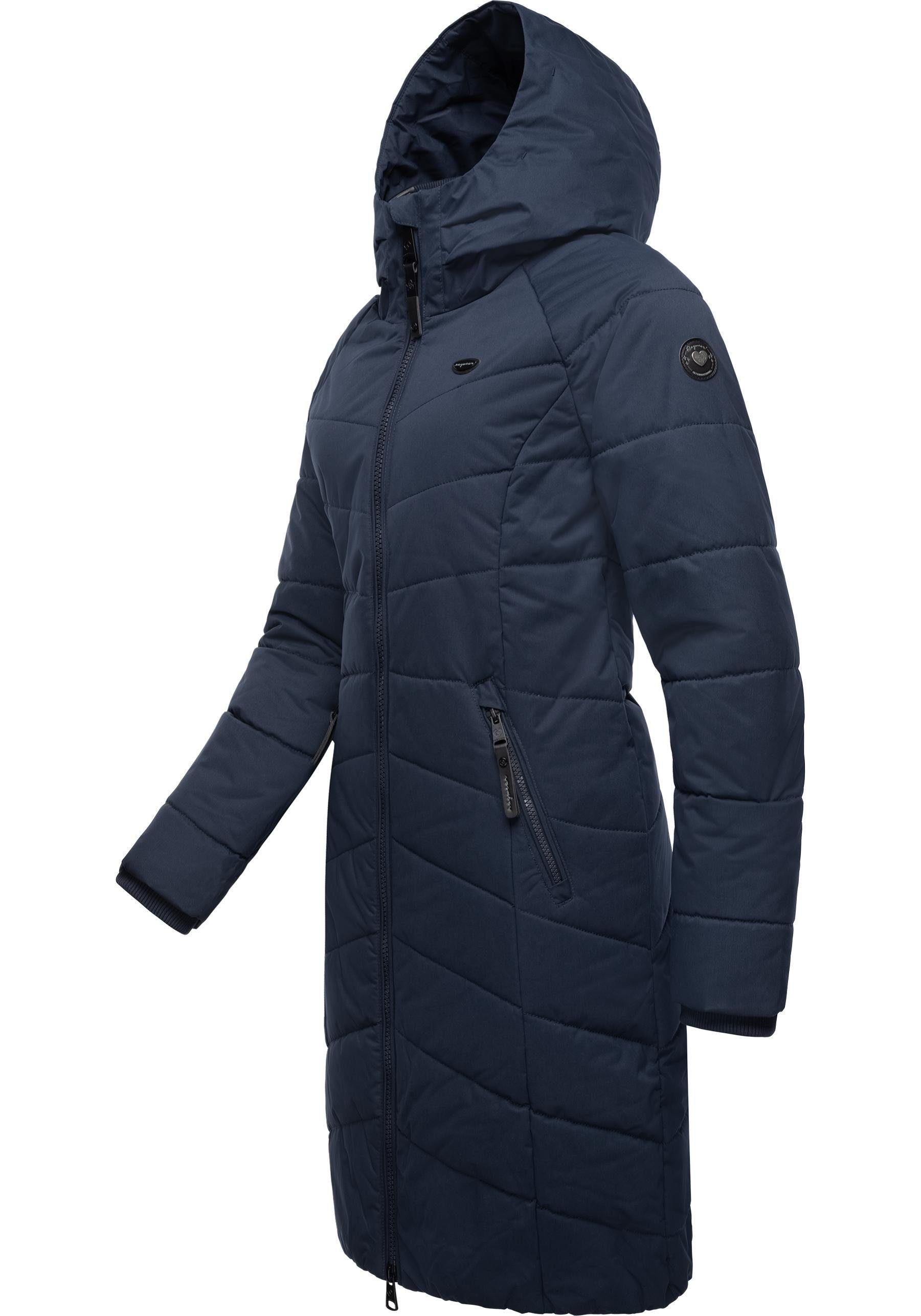 Dizzie Coat mit Steppmantel gesteppter gefütterter Kapuze navy stylischer, Winterparka Ragwear